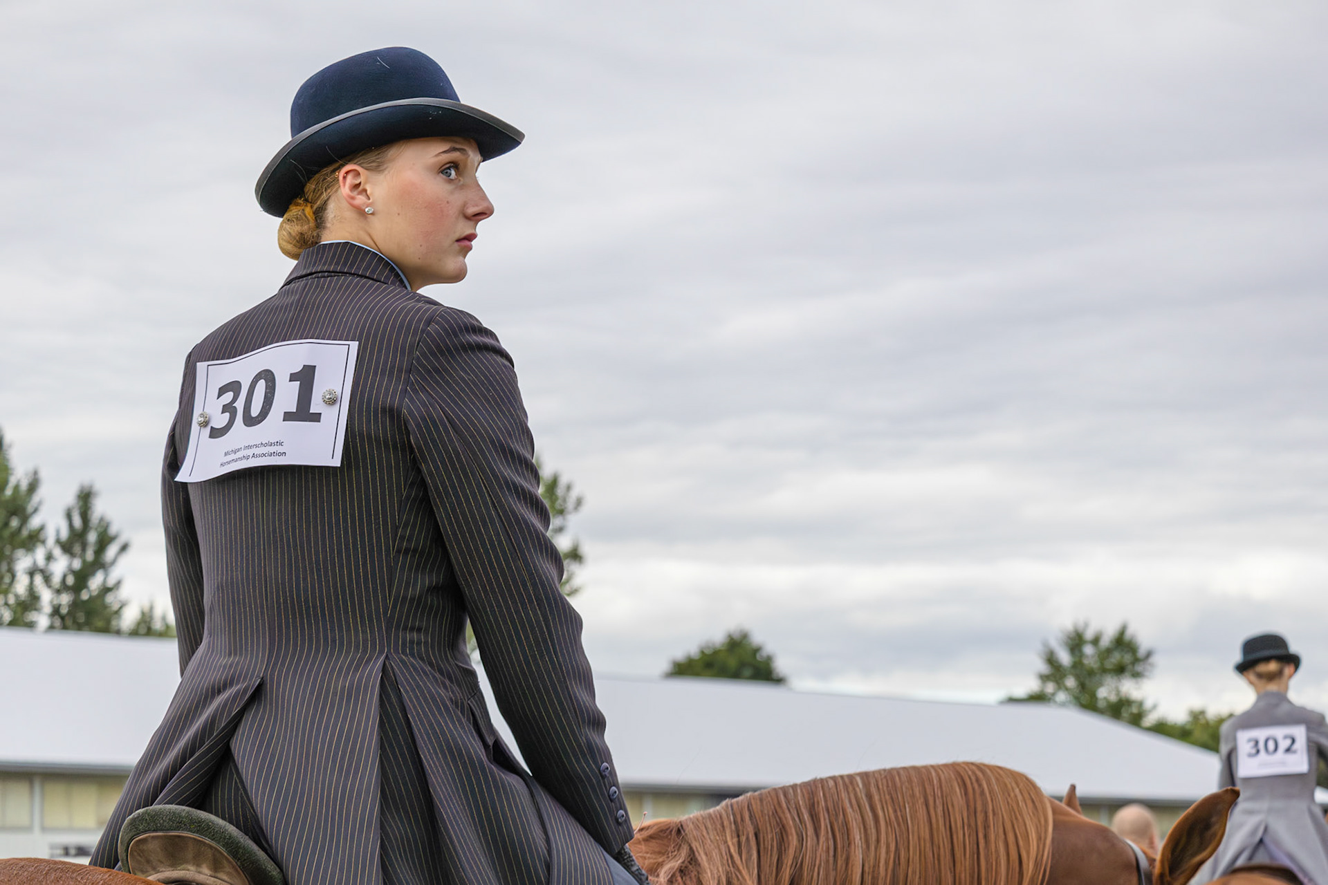 Layla Bouwens prepares to leave for her first competition of the morning with her horse, Lily-Rose. (Photo taken by Valentina Sosa)