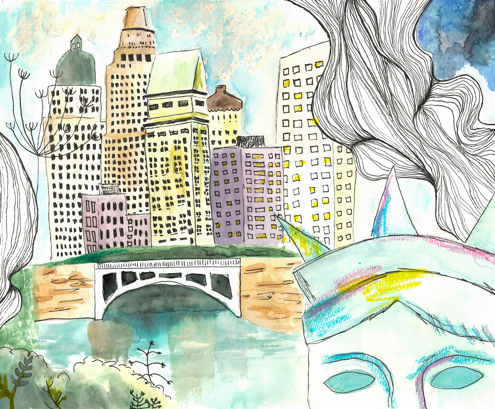 Ink and Watercolor (Stella Wagnerova)