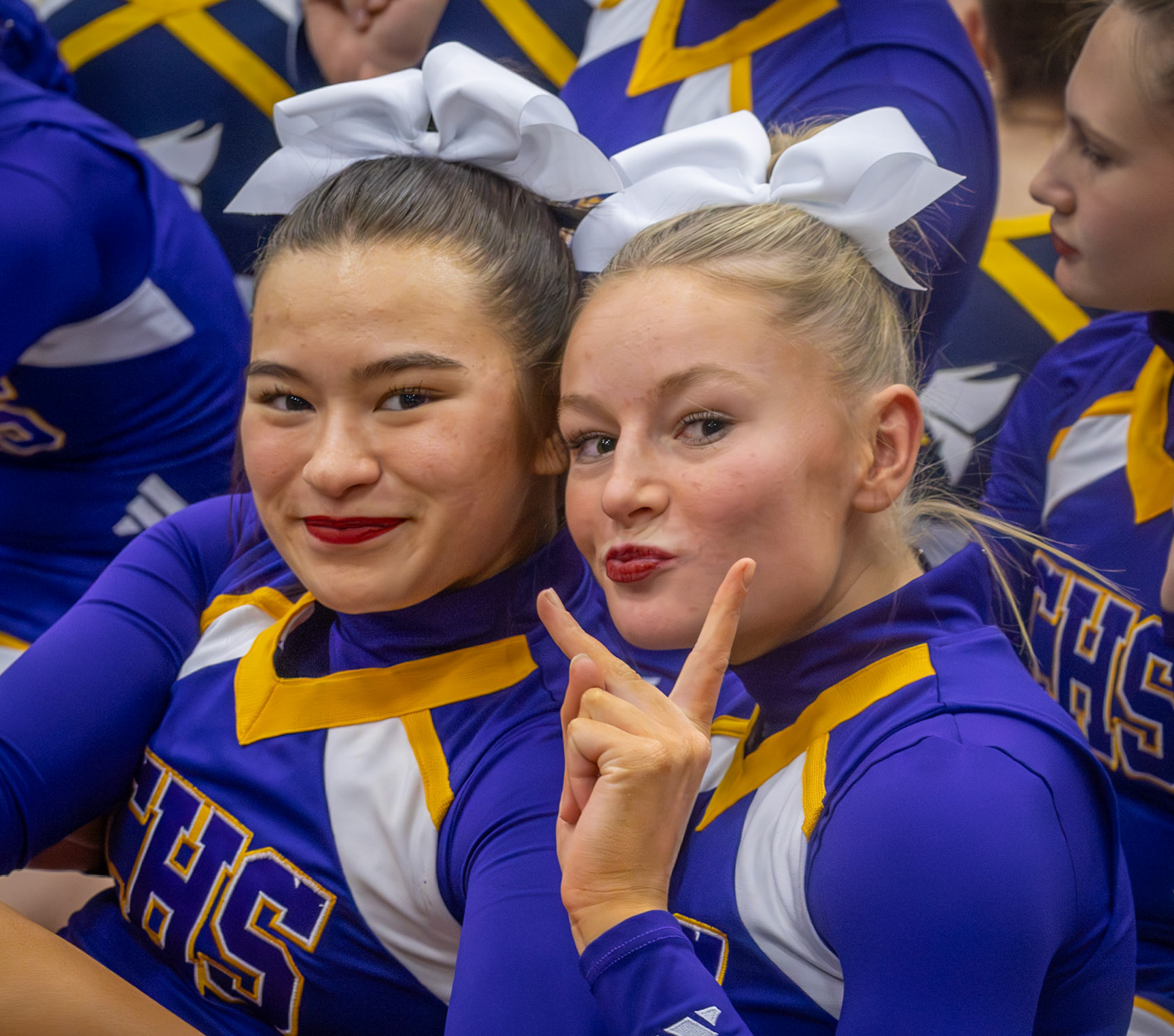 Following a tough competition, Alyssa Jernigan and Maie Brown wait together for the final results. (Photo by Lilli Jackson)