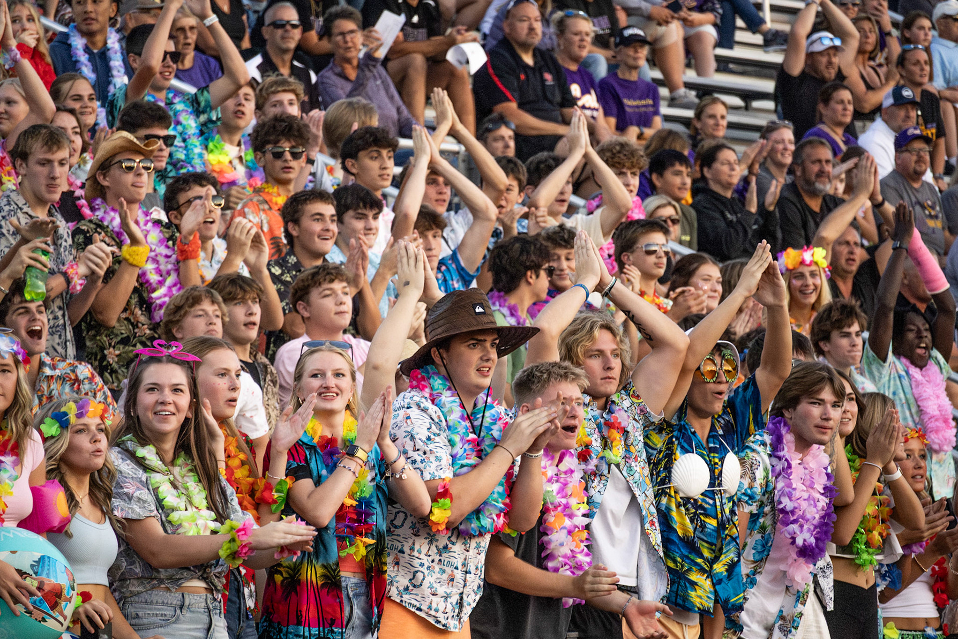 Seniors and Juniors follow the cheer team with a rousing "Let's Go Scot'" cheer. (Photo by Avarey Lippert)