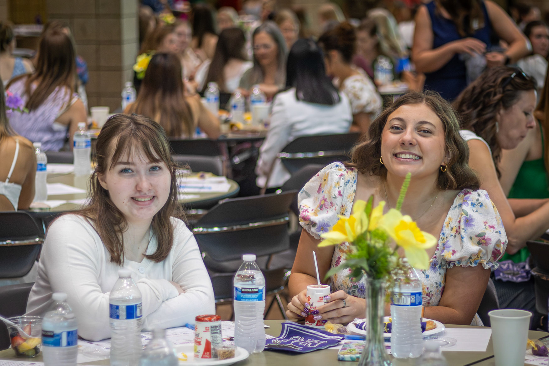 Two besties connect at the Mother-Daughter Breakfast before their big day tommorow. (Photo by Elsha Bytwork)