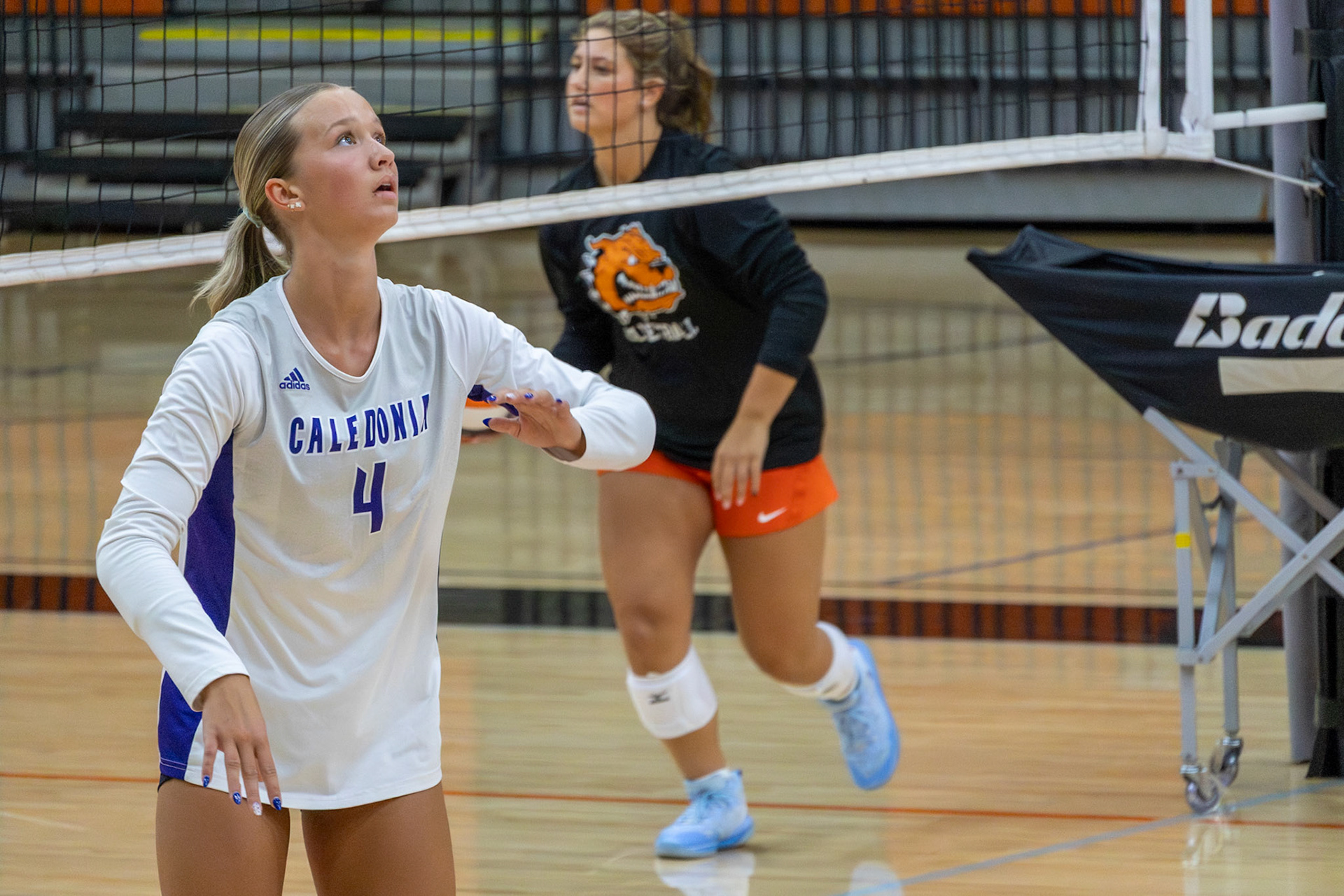 Avery Seif prepares during warm-up drills before a game.