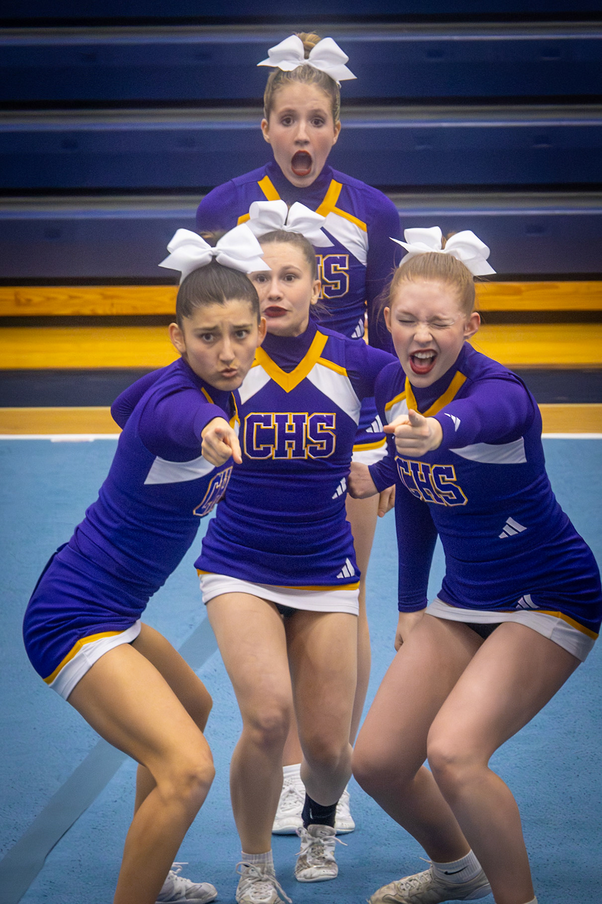 Eyes forward and hearts racing, we land a flawless stunt in Round Three. (Photo by Lilli Jackson)