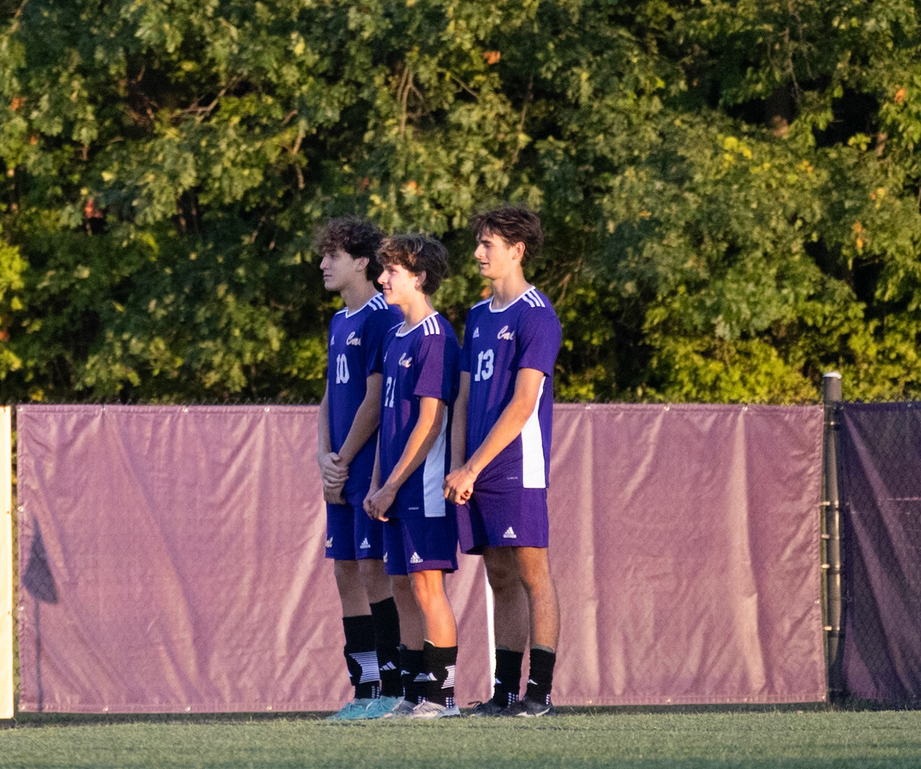 While the other team gets a free kick, Corbin Ryder, Rocco Calabrese, and Pietro Maestri Mamprin get in a wall in hope to block the ball. (Photo by Brianne Weih)
