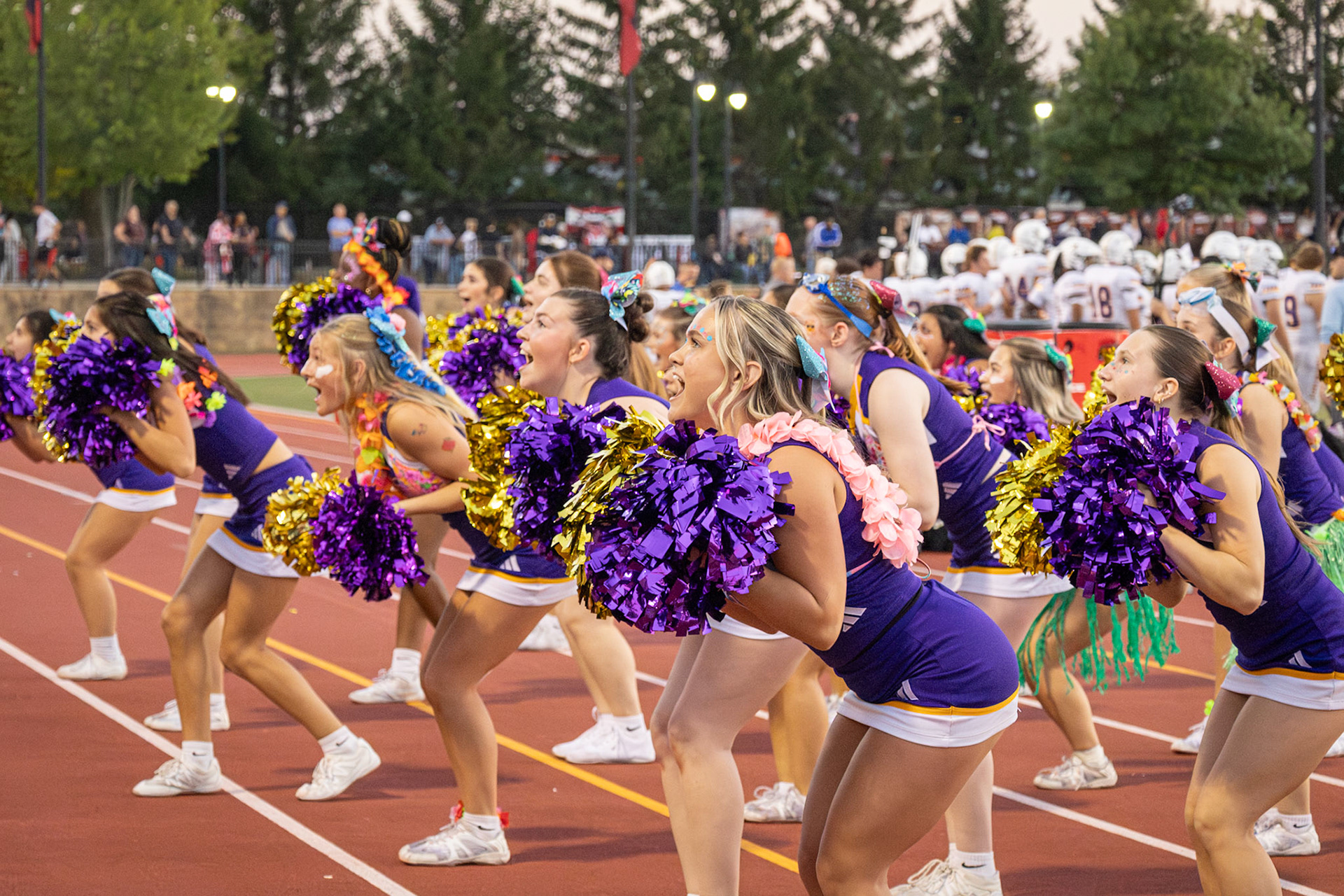 HEY CROWD! Varsity cheerleaders Fire up the fans. (Photo by Avarey Lippert)