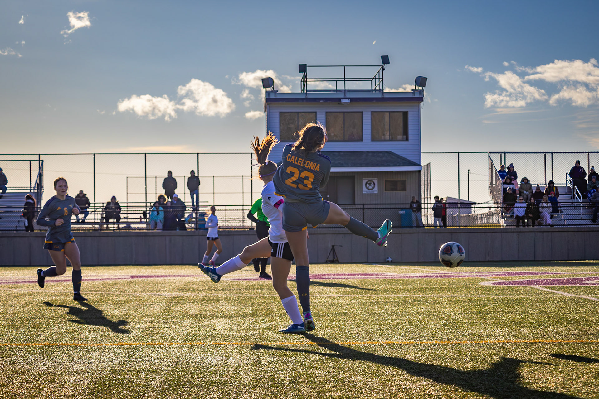 Junior Kayla Briseno clashes with an oppenent in attempt to get the ball for her team. Picture by (Rhyan Guzman)