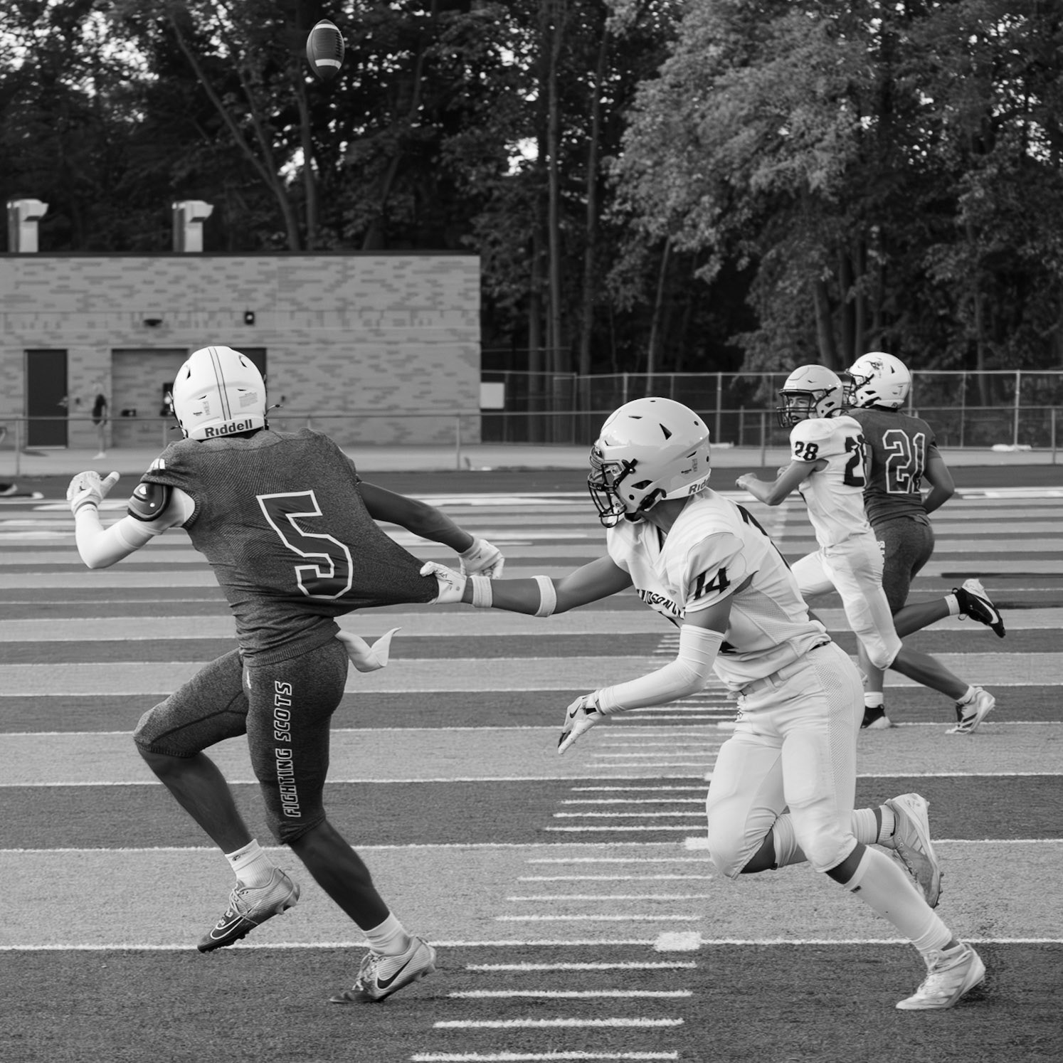 Antony McGruder pushes through contact while chasing the ball.(Photo by Thomas Fryers, Jr.)