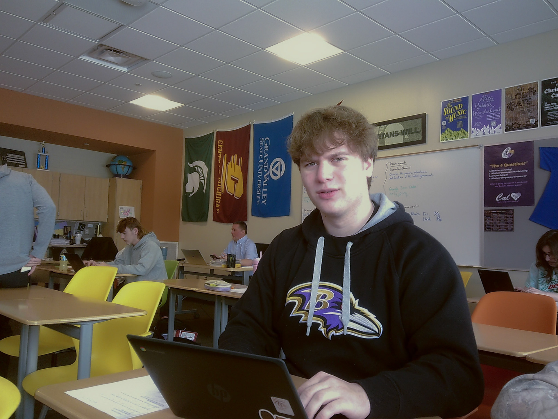 Erik Cove is feeling confused by his Sociology homework and is wanting to graduate.(Photo by Keira Marshall)