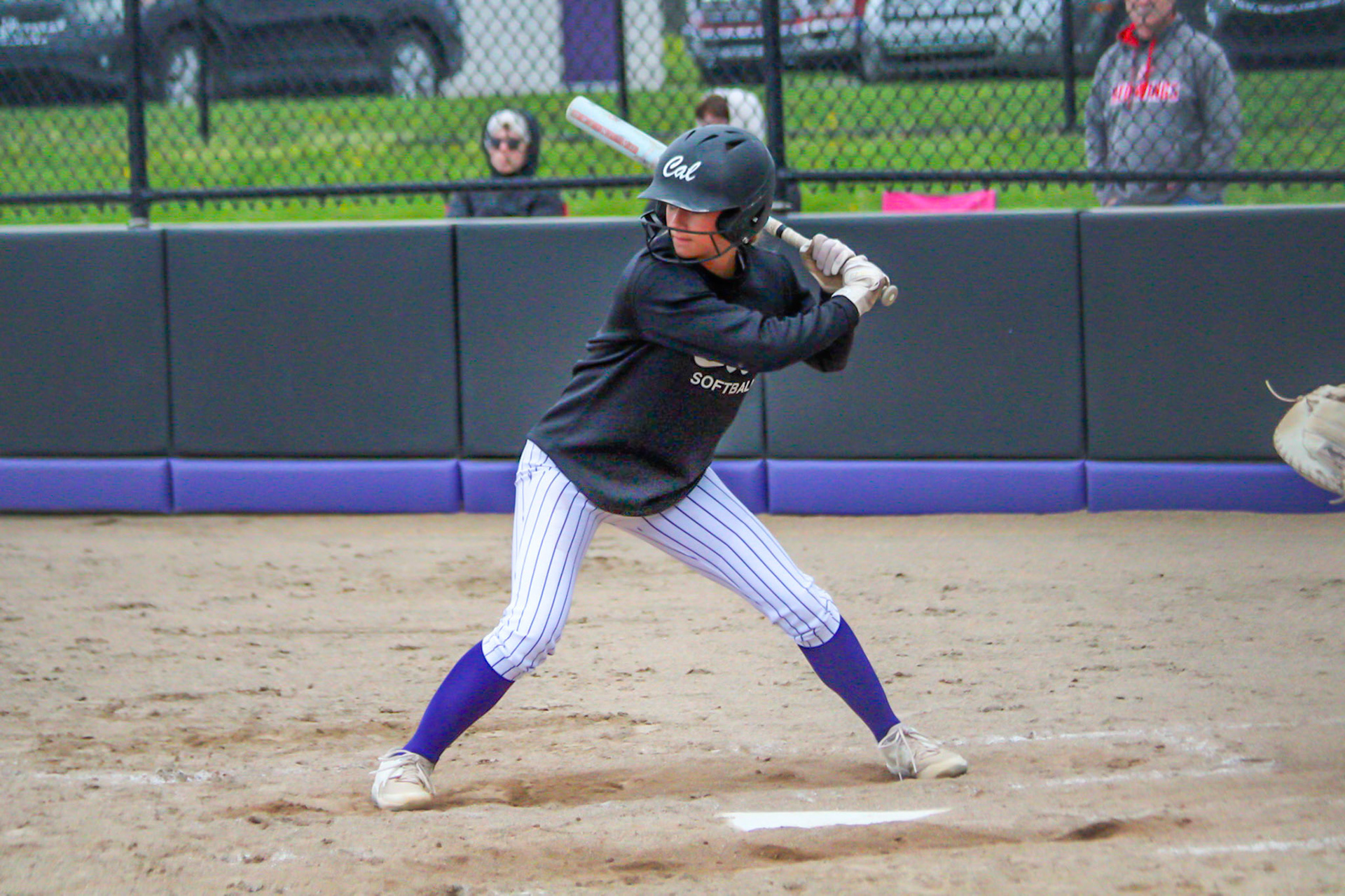 Brooke Haynes gets set at the plate, looking to spark the Scots offense. (Photo by Landry Mueller)
