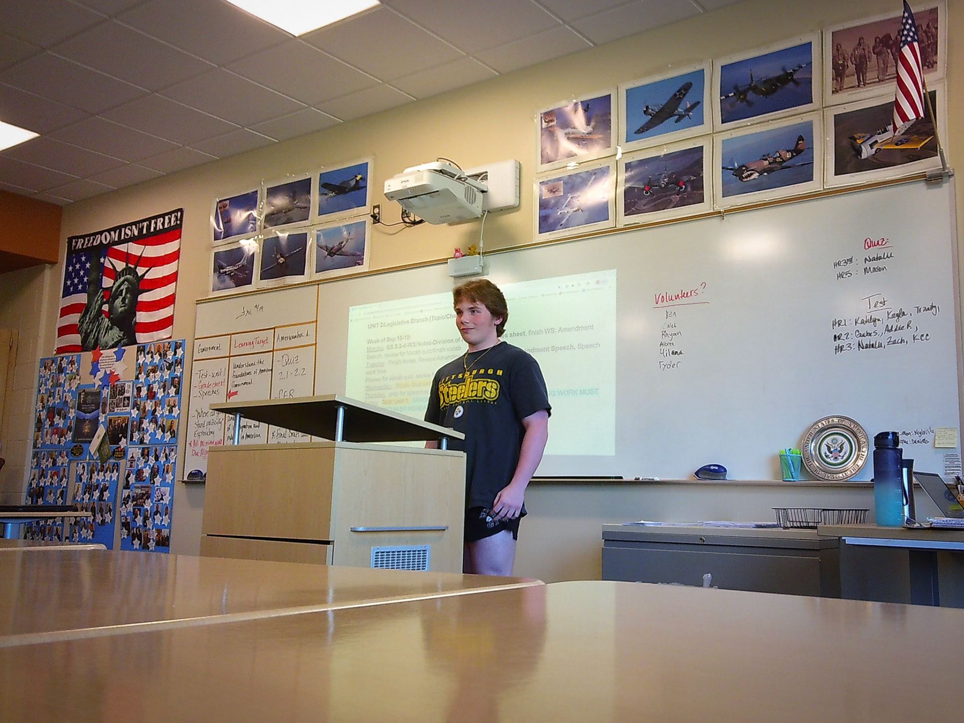 Trevor Waldo stands at the podium delivering his 30-second speech, focused on making every second count. (Photo by Rhyan Guzman)