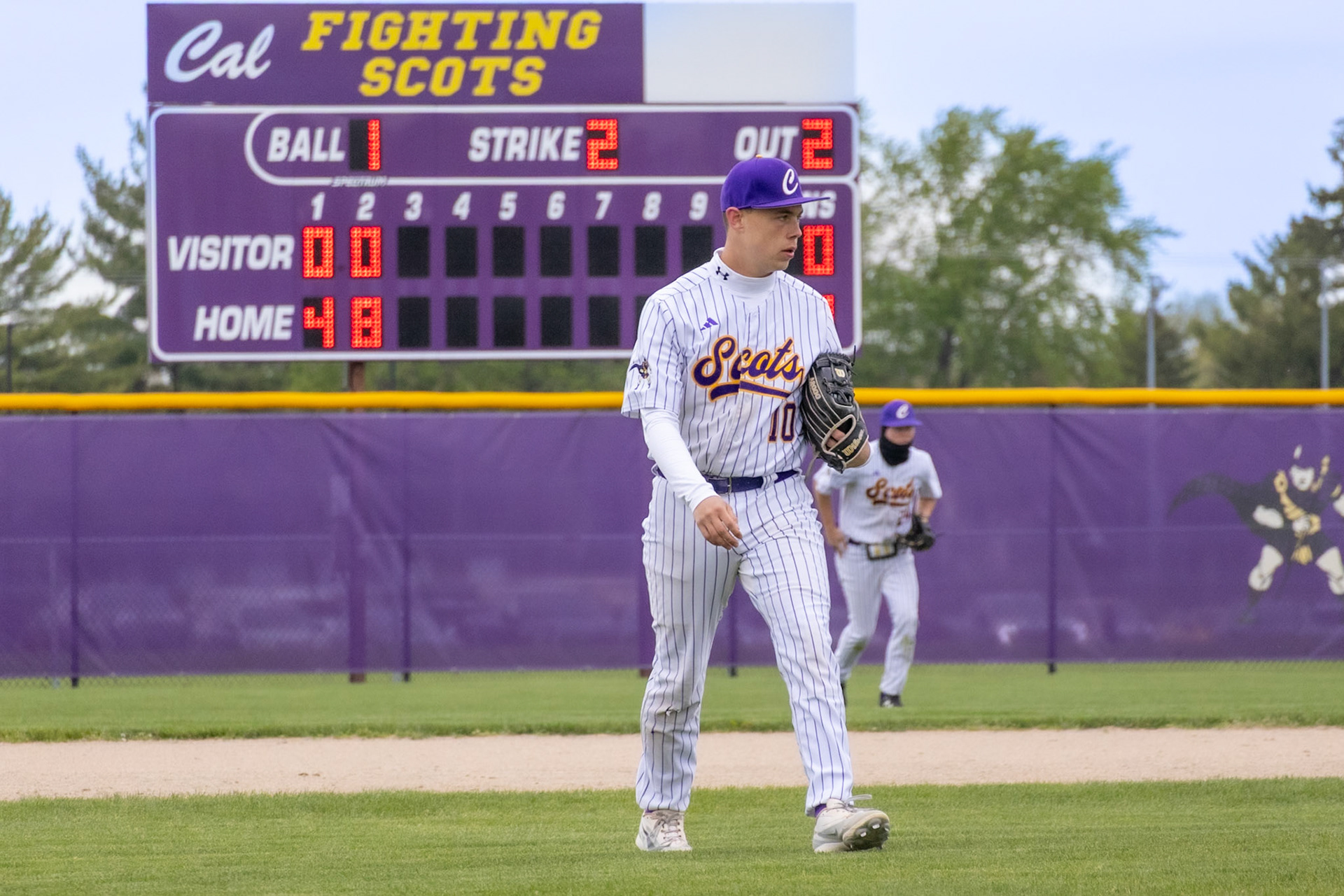 Jackson McNew heads back to the dugout after ending the second inning with a 12–0 lead against Muskegon. (Photo by Vivian Hoffman)