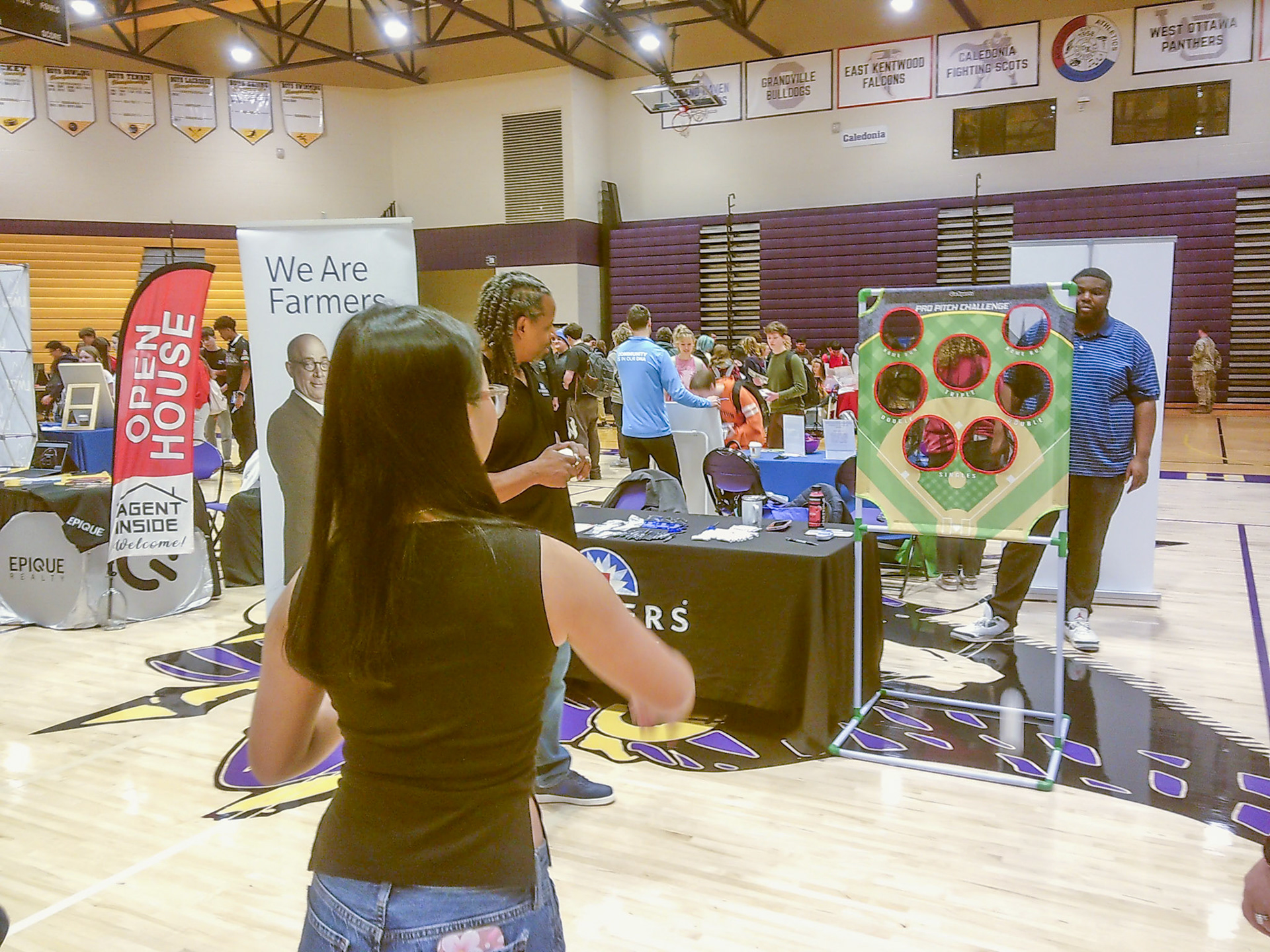 Angel Par throws the ball at the man behind the pitch challenge stand. Stirke one! (Photo by Keira Marshall)
