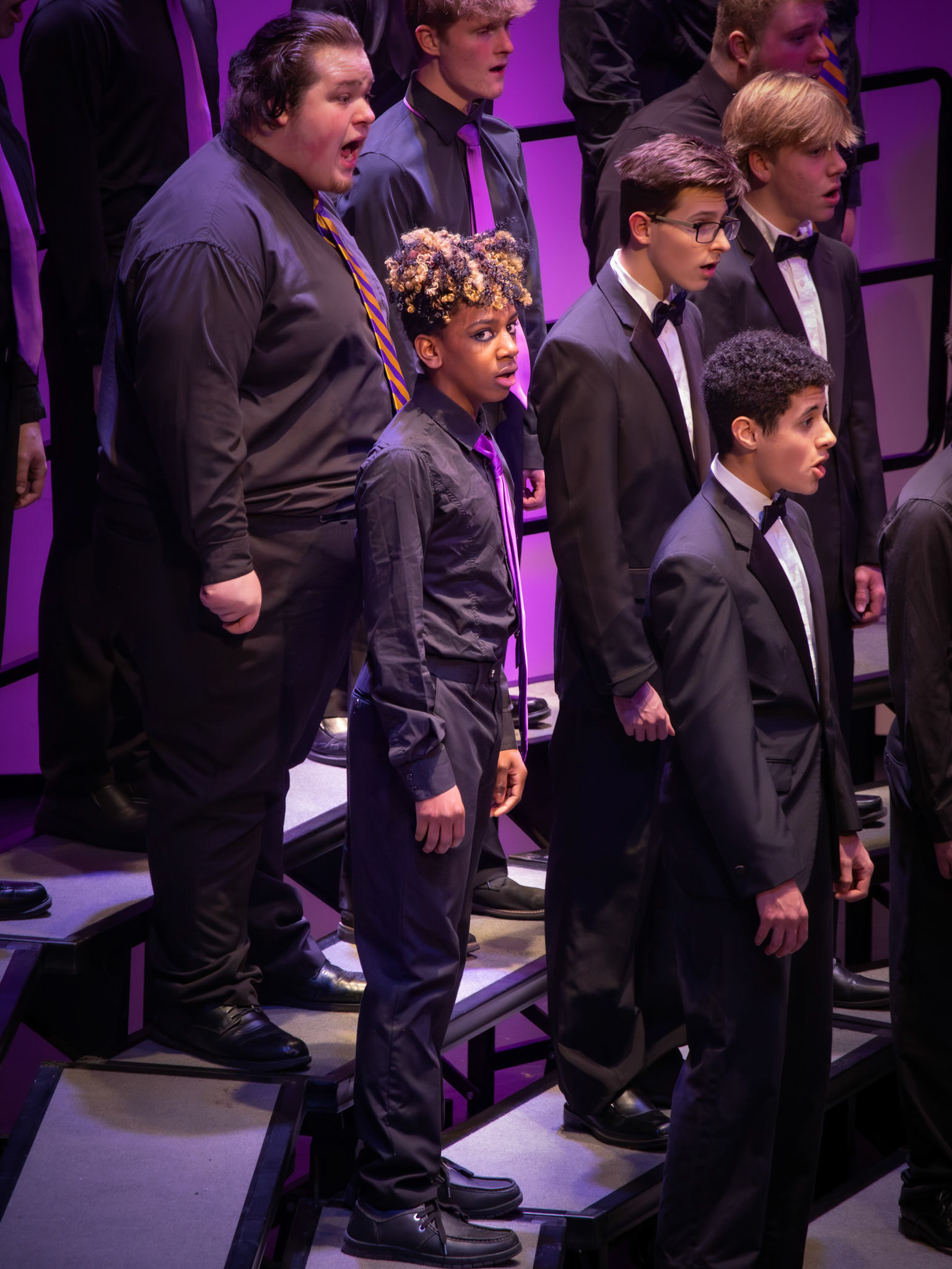 Judah Dorband catches the camera with a confident glance during the Treble/Bass Concert. (Photo by Addi Thornton)