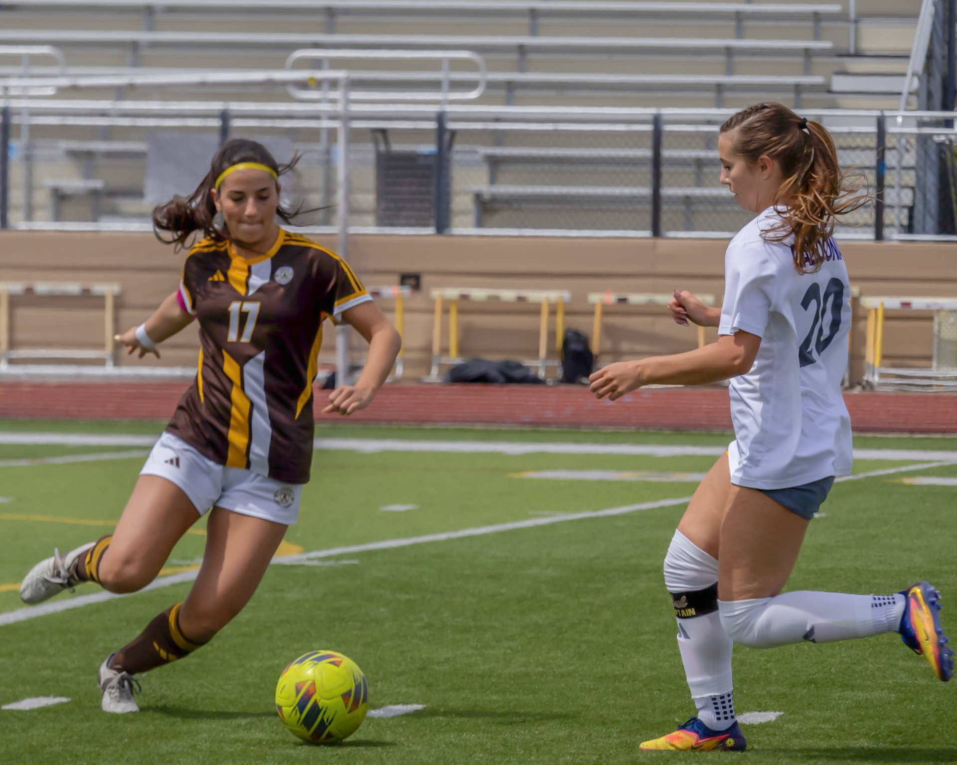 Baylee DeVries tries to steal the ball (Photo by Leah Hileman).