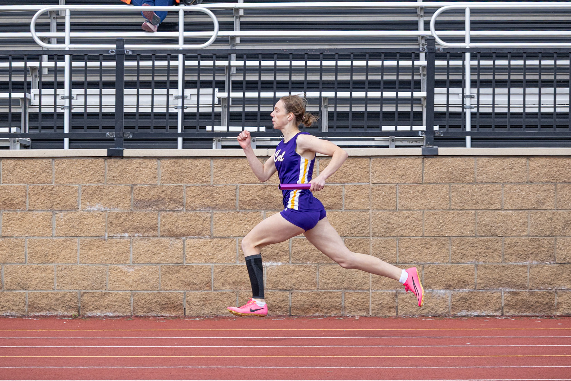 Full throttle to the finish — Addy Gerken chases down the competition and helps bring home a new school record.(Photo by Mya VanderZwaag)