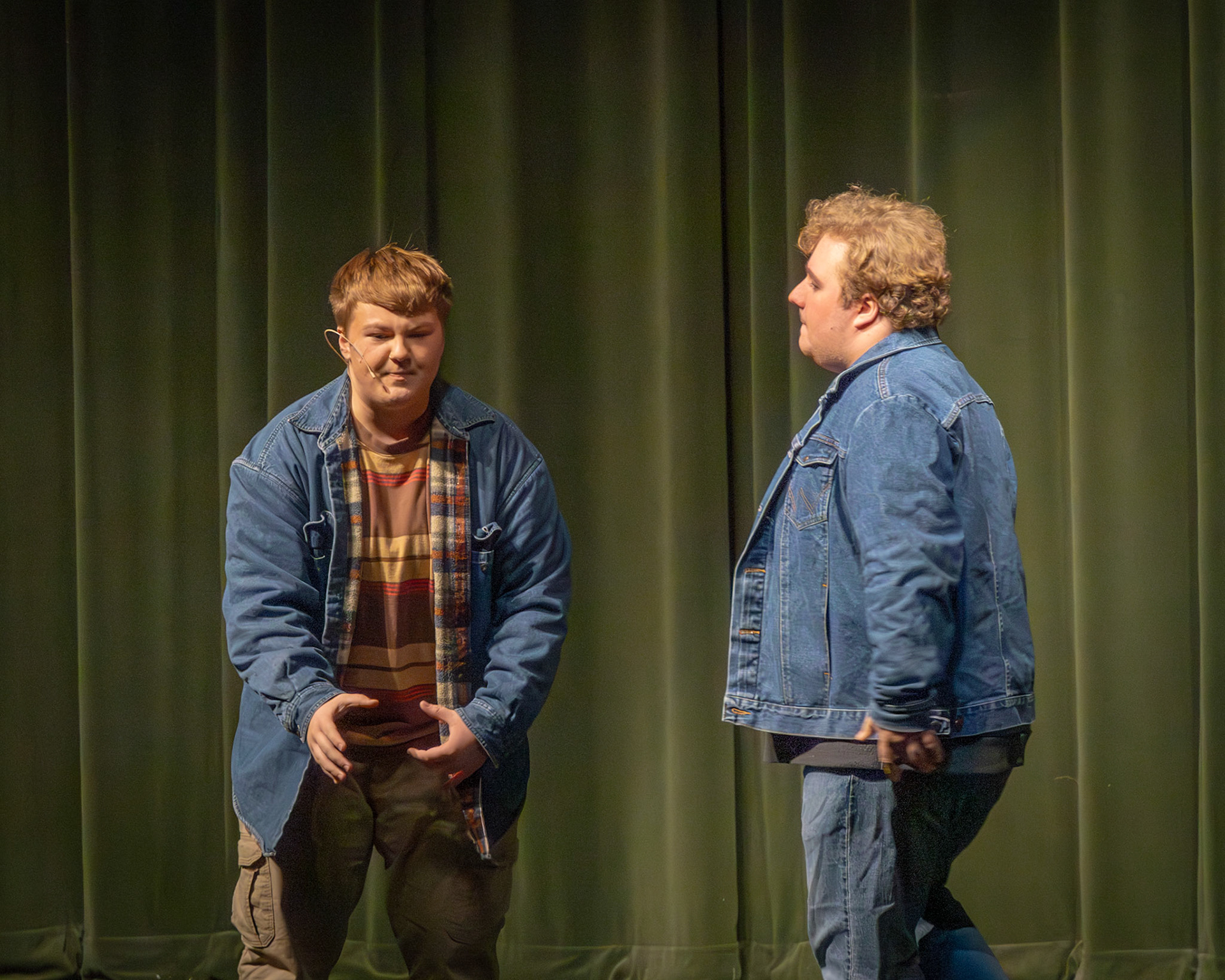 A very energetic Weston Jordan and a more subdued Allister Brew both take their own approach to The Narrator role. (Photo by Kayley Martin)