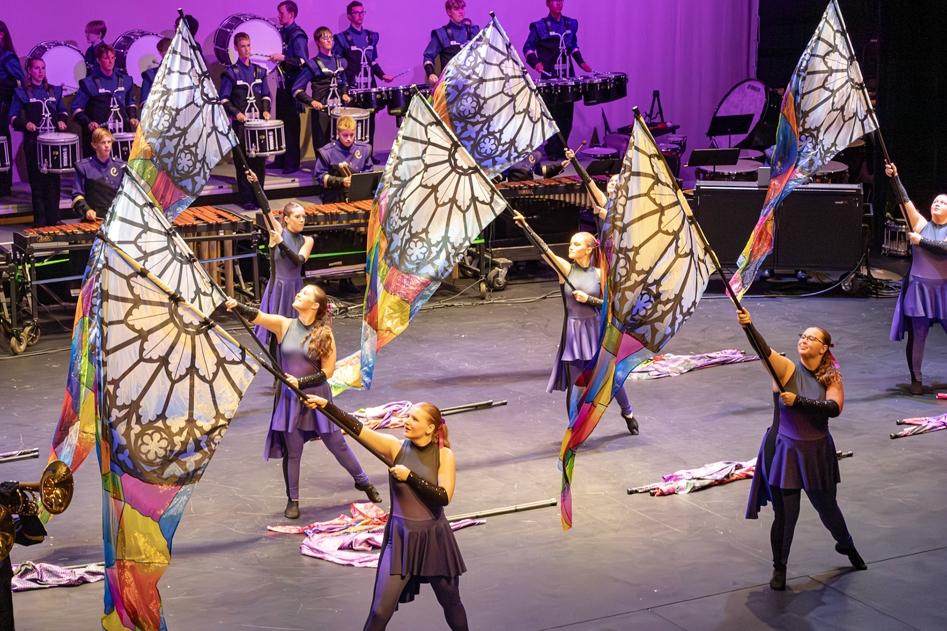SPOTLIGHT Caledonia Color Guard representing our sprit with every spin, toss, and step. (Photo by Caralyn Price)