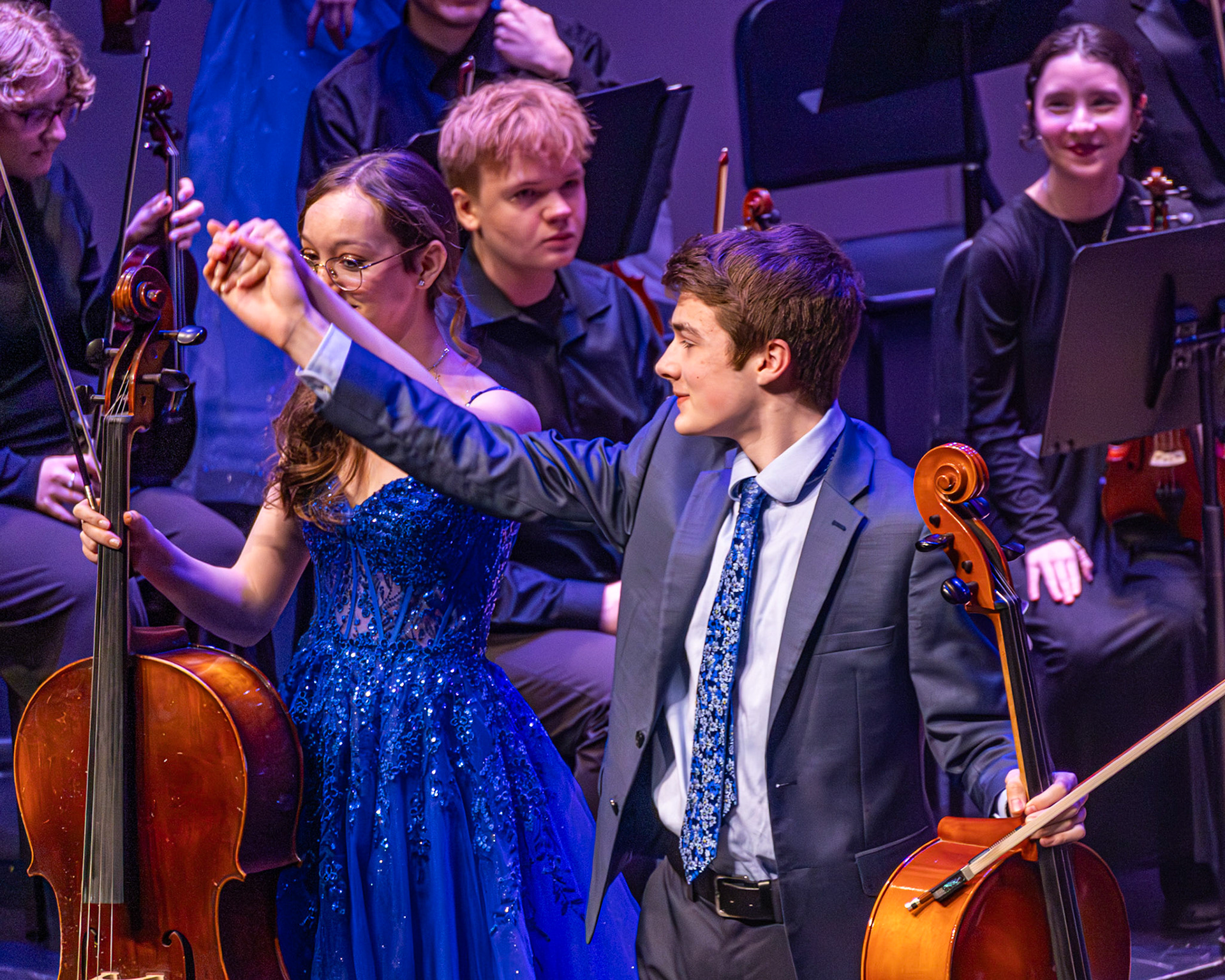 TAKE A BOW Braden Hofstee and Addison Athearn take a bow together after their duet. (Photo by Abigail Douglass)