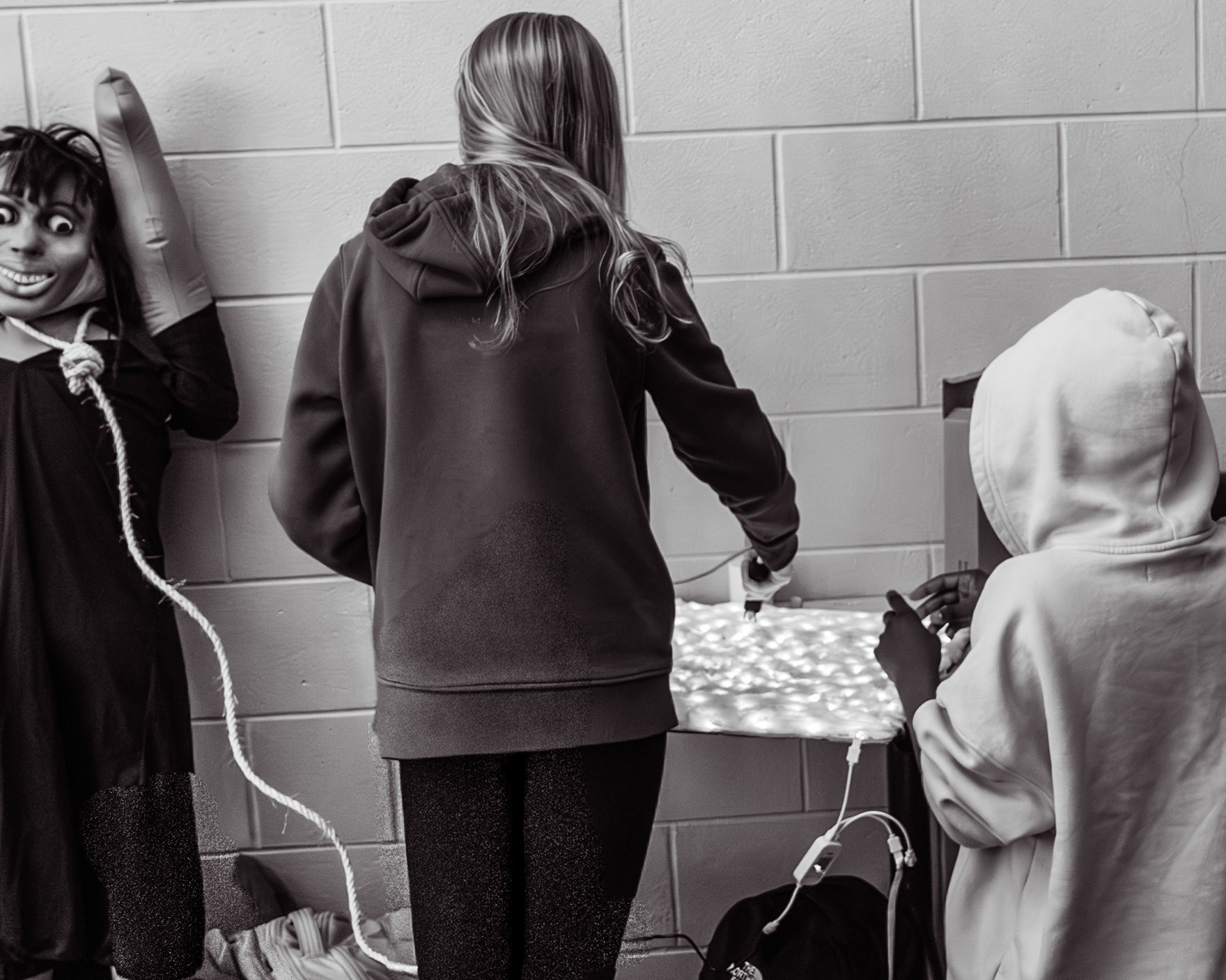 Seting up the fire prop. (Photo by Madelynn Pittman)g