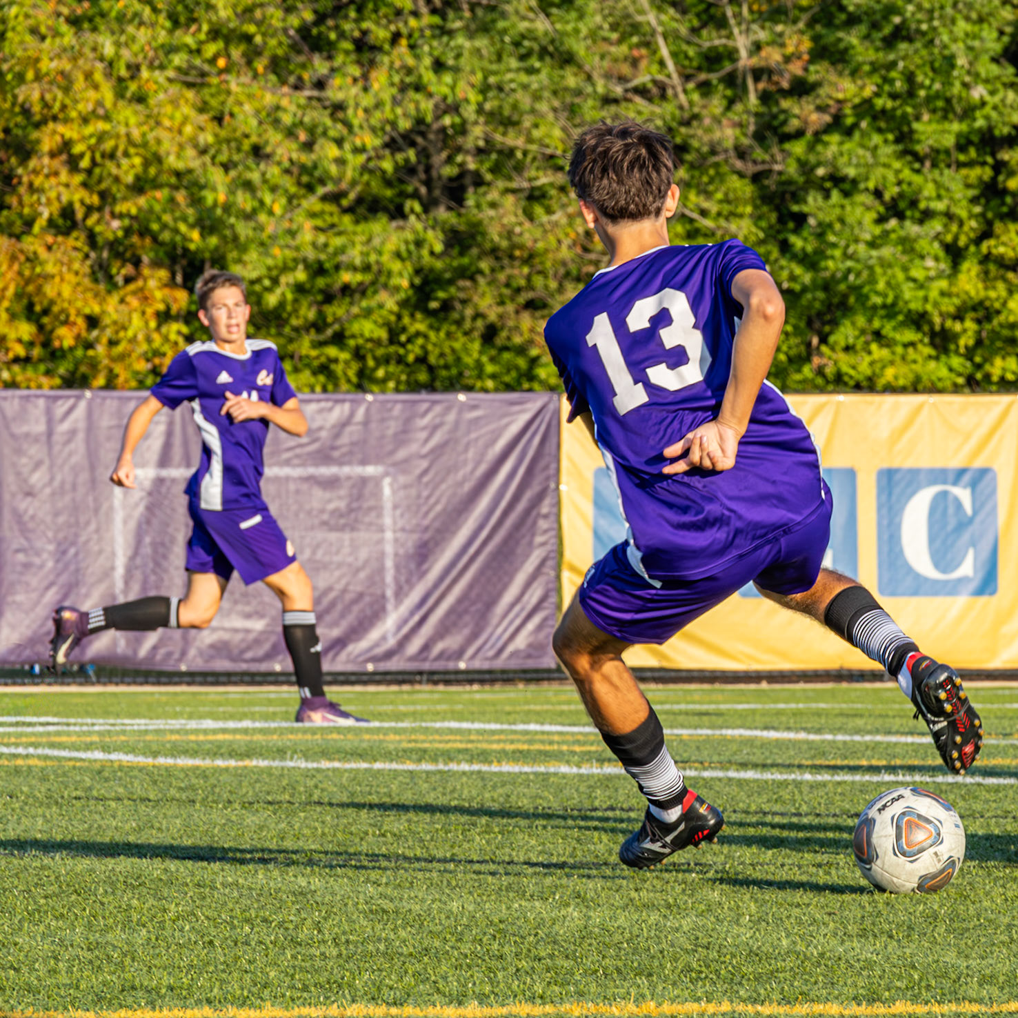 Rocco Calabrese steals the ball and drives forward, giving his teammates a chance to secure the win. (Photo by Vivian Hoffman)