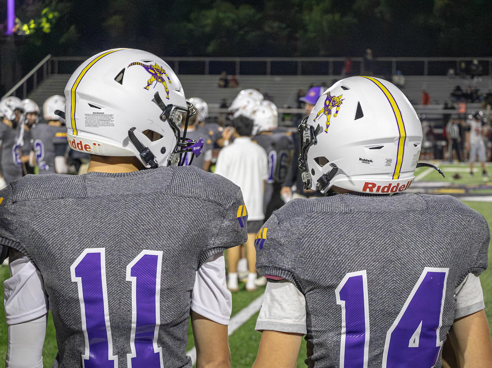 Waiting for the next play Cade Paalman and Levi Whipple talk about what the next move might be. (Photo by Ella-Grace Wickens)