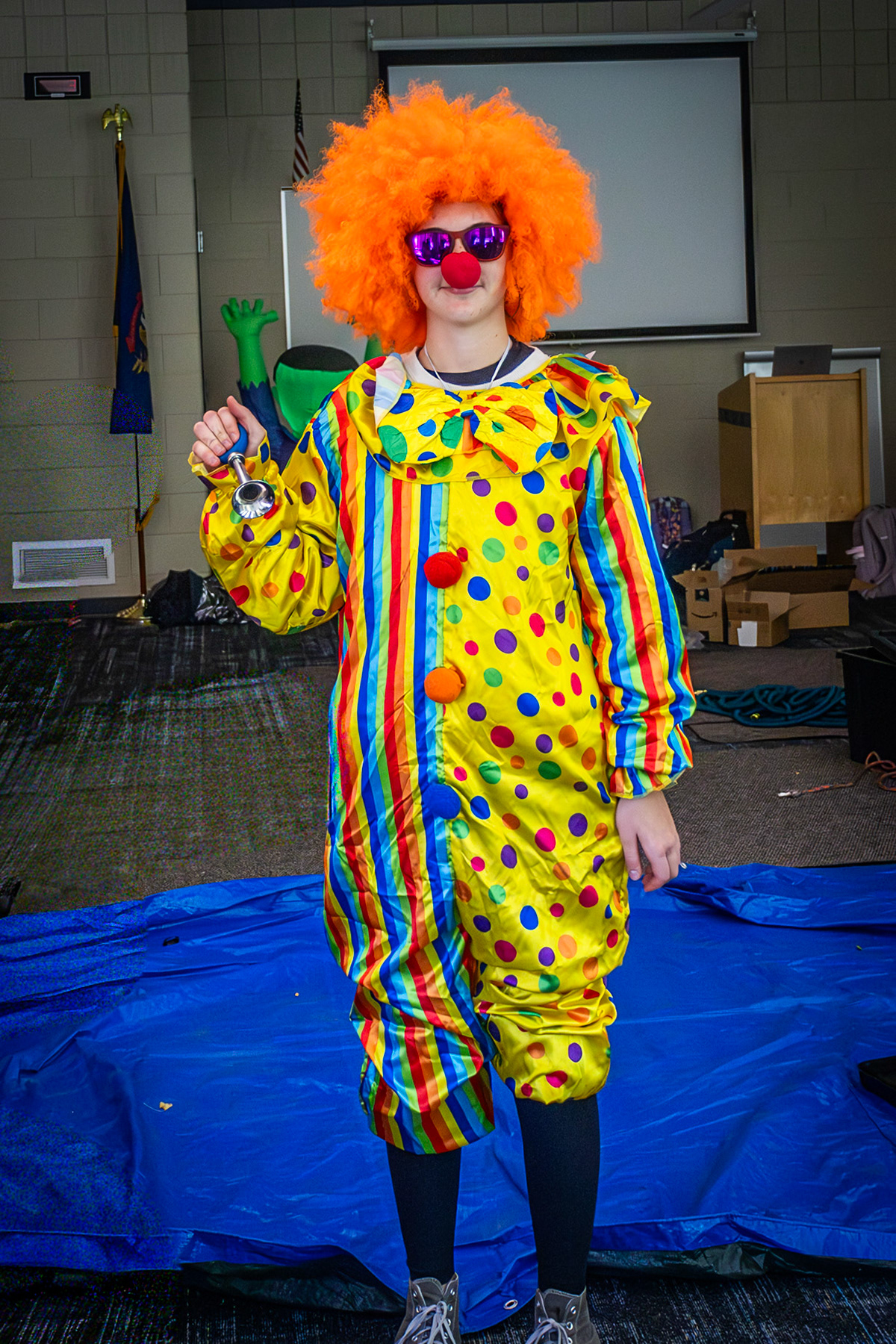 Warning: This clown bites! Ready to spook at Fright Night. (Photo by Madelynn Pittman)