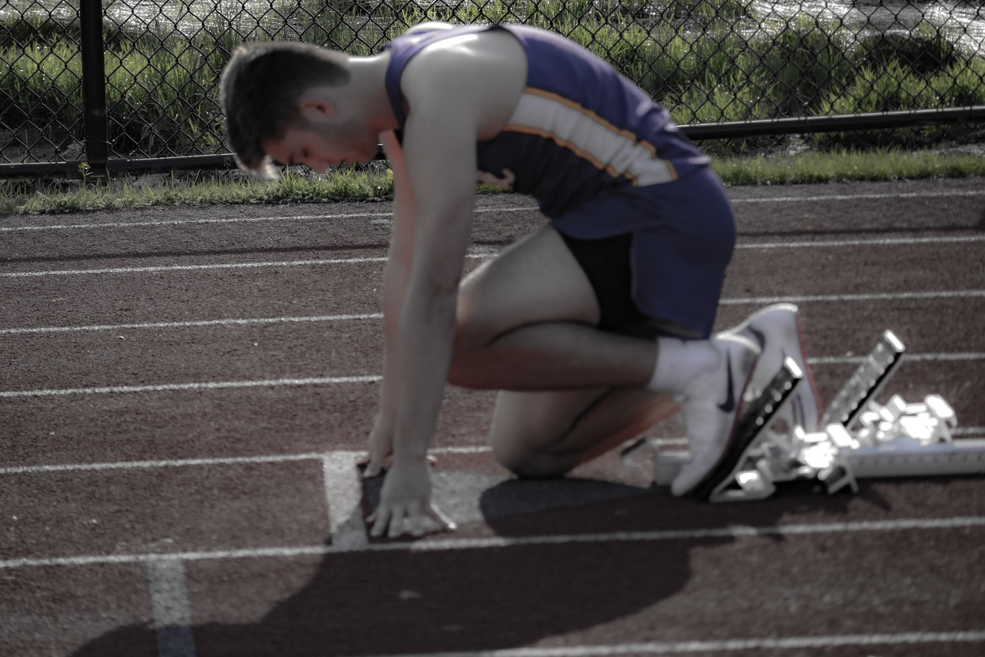 Aaron Collins takes a breath before his race against Reeths Puffer. (Photo by Abigail Douglass)