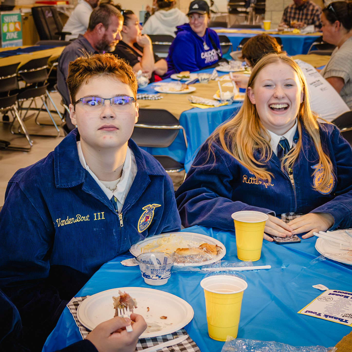 The annual FFA hog roast brings members together for food, conversation, and a few laughs. (Photo by Kayley Martin)