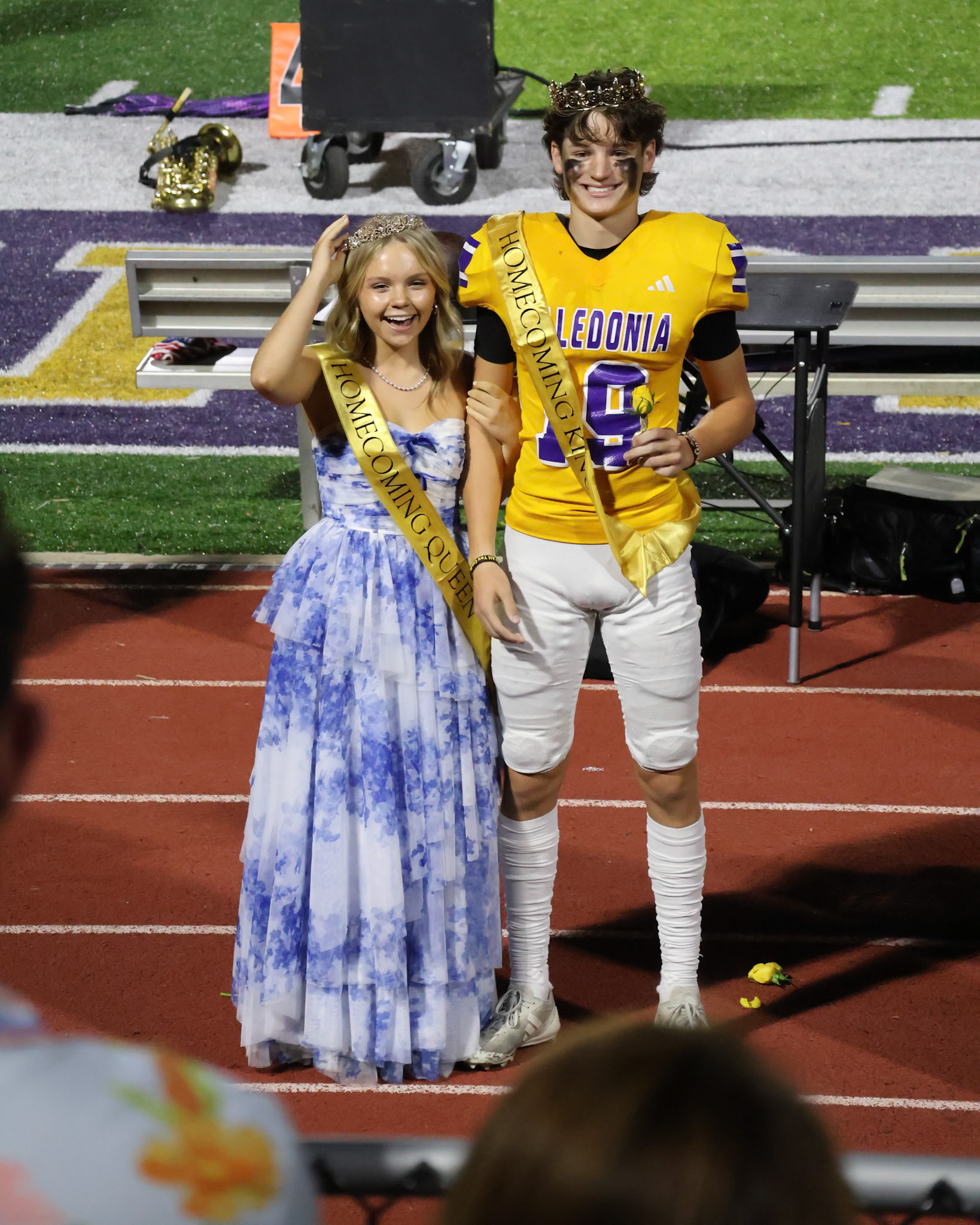 Seniors Avery Middlemiss and Parker Lipsman take their place as they are crowned this years homecoming king and queen. (Photo by Brianna Severson)