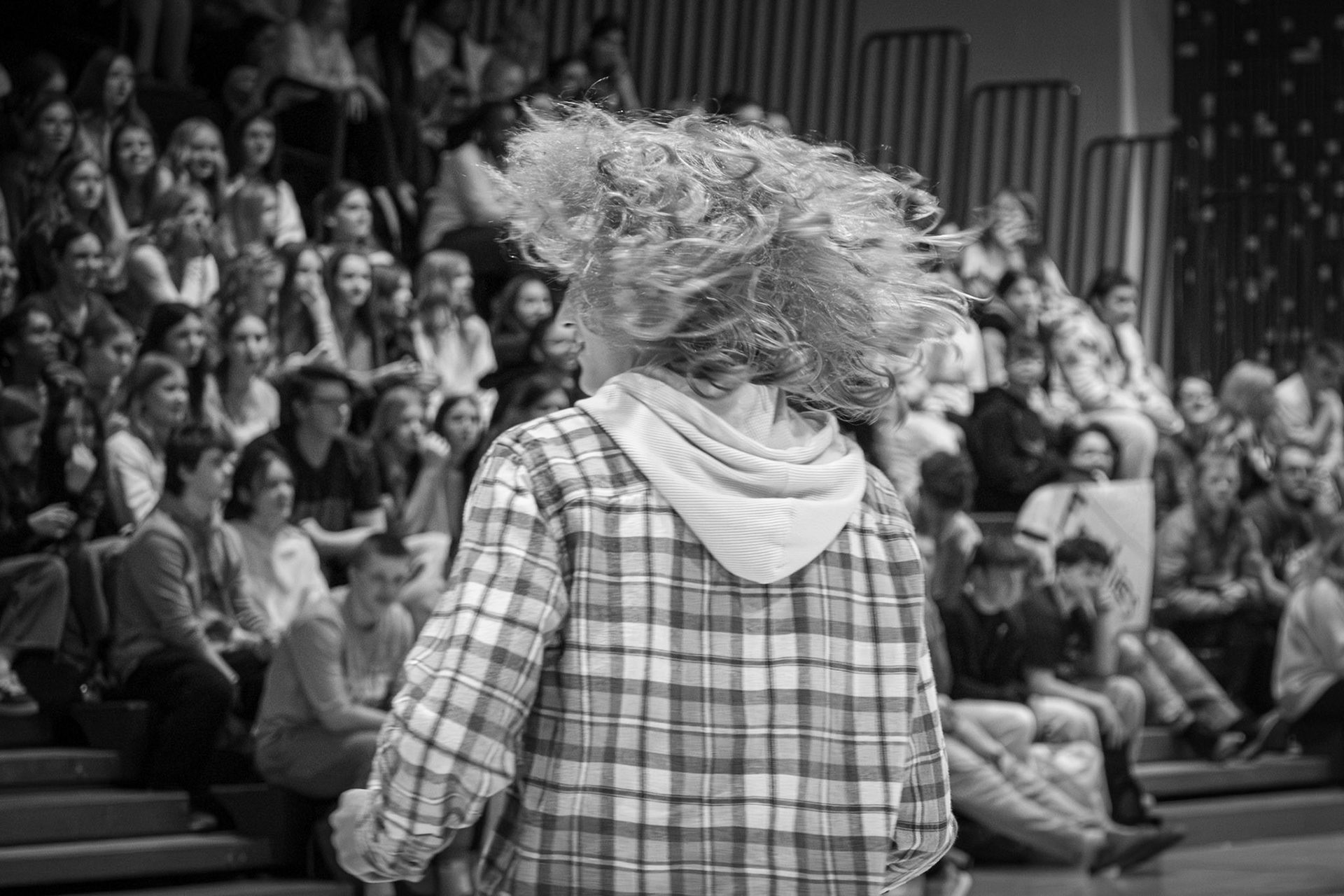 Fast hands, big laughs, and fierce competition made the student wig-snatching game unforgettable. (Photo by Lilli Jackson)
