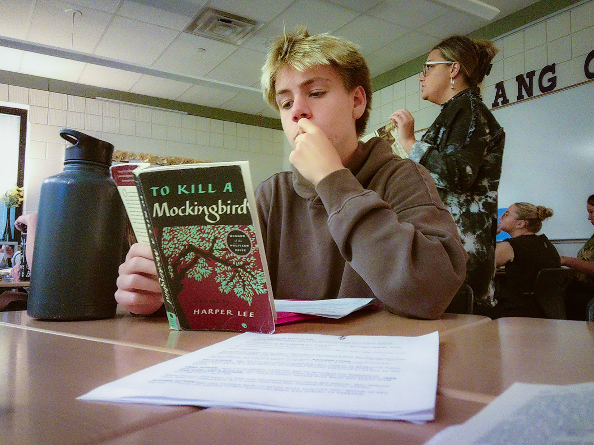Sean Thompson immerses himself in To Kill a Mockingbird. (Photo by Jakob Swartzlander)