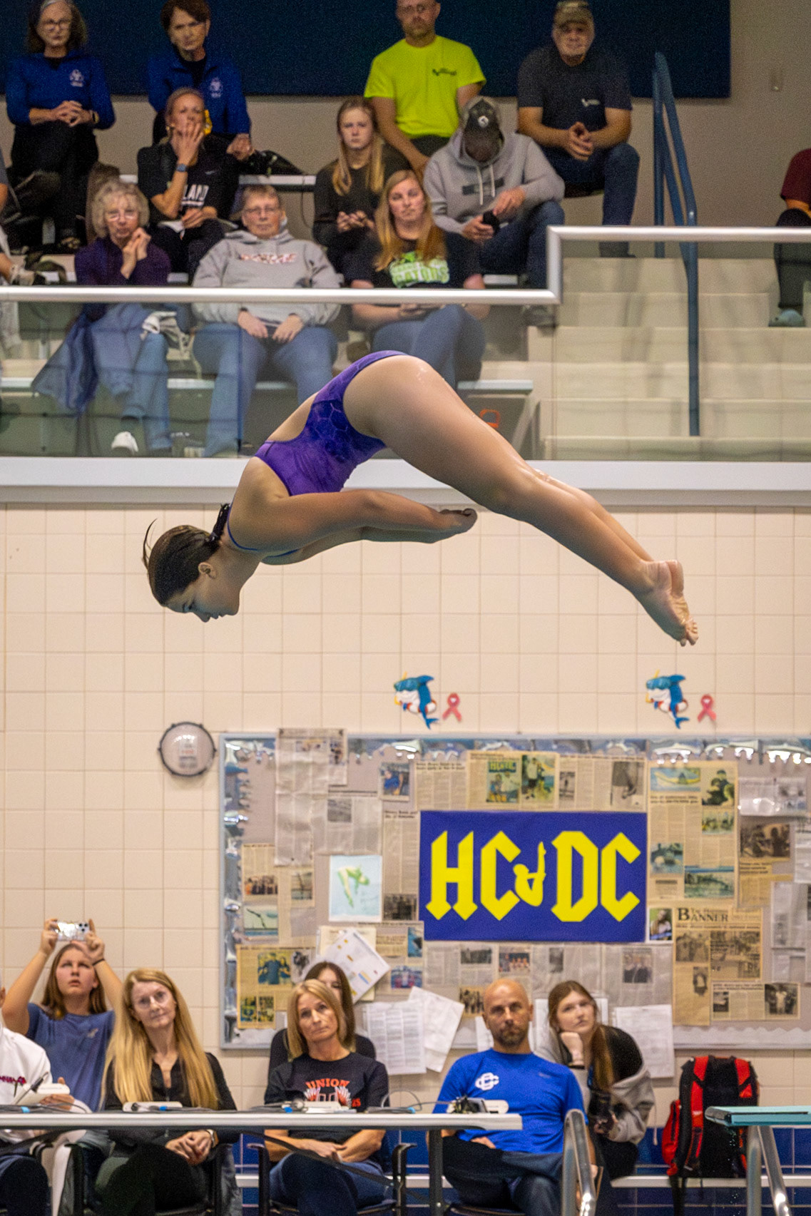 Felicity Fanco maximizes the spring, putting clear space between herself and the pool. (Photo by Hailey Thayer)