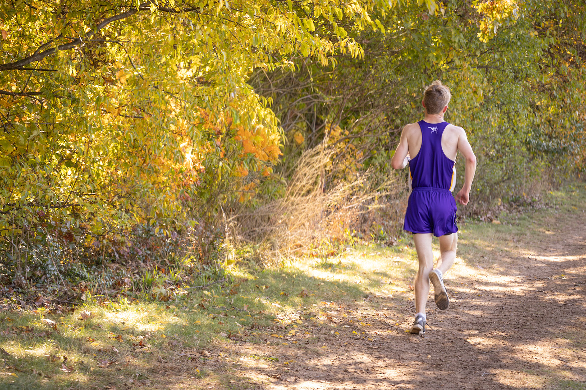 With less than half a mile to go, Luke Smith powers through the final stretch of his senior season. (Photo by Elise Clarin)