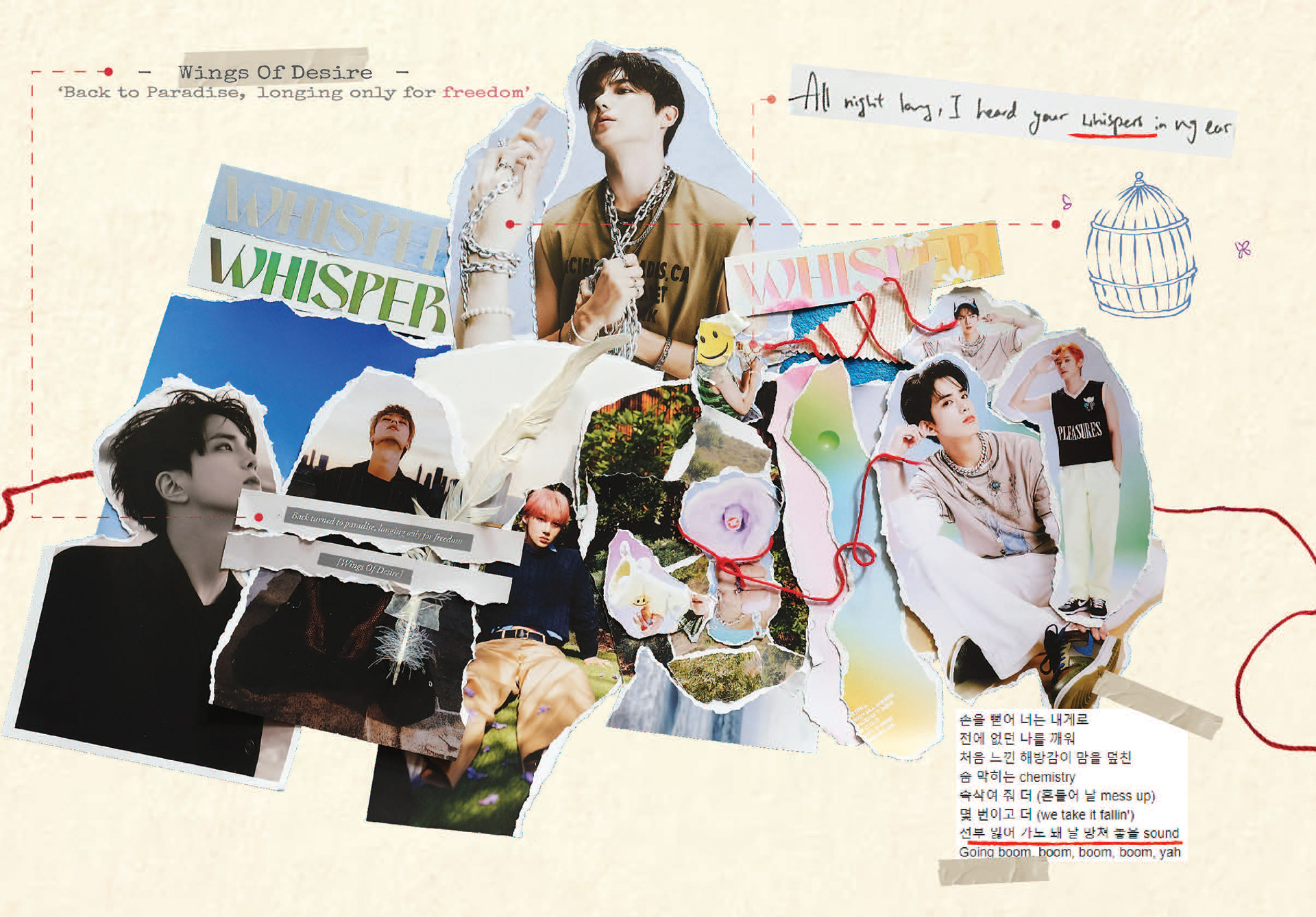 (hand crafted collage, material from official album only) - After the death, 10 of them were trapped in the heaven with freedom. Then they heard a whisper of a girl that make them fall in love.