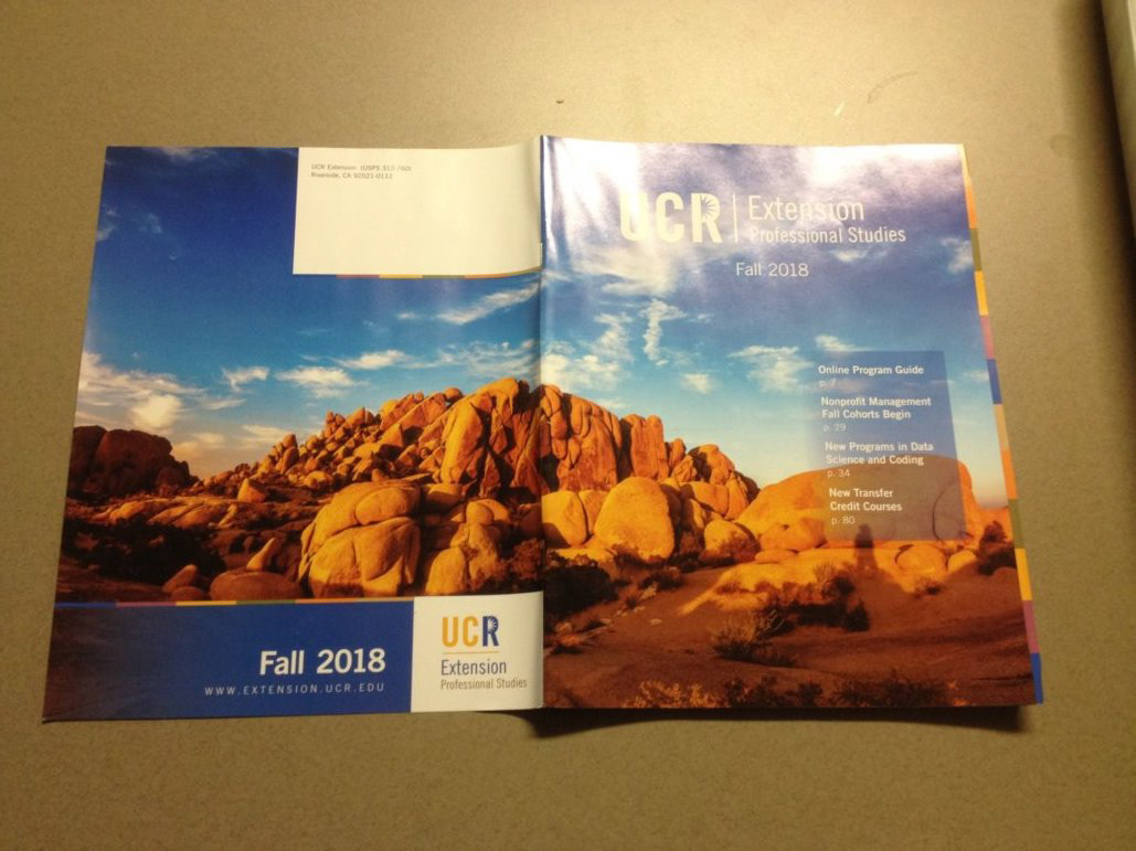 Cover of UC Riverside Extension course catalog.
