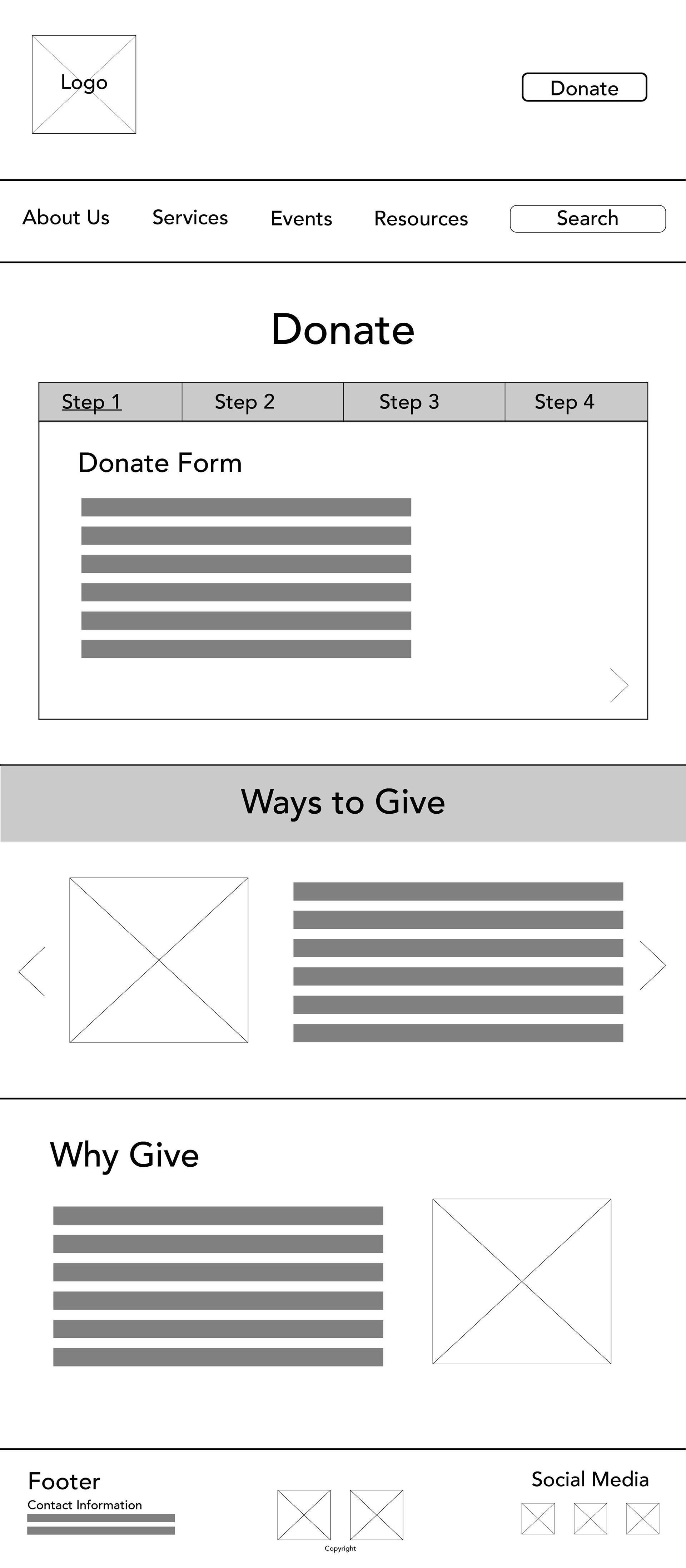 Donate Wireframe