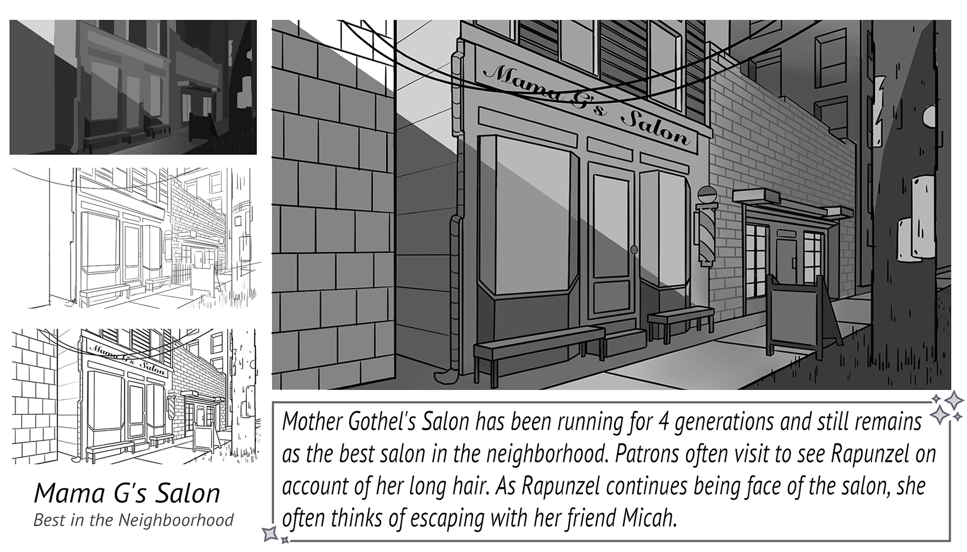 Rapunzel Retelling - Mother Gothel's Salon Thumbnail & Design