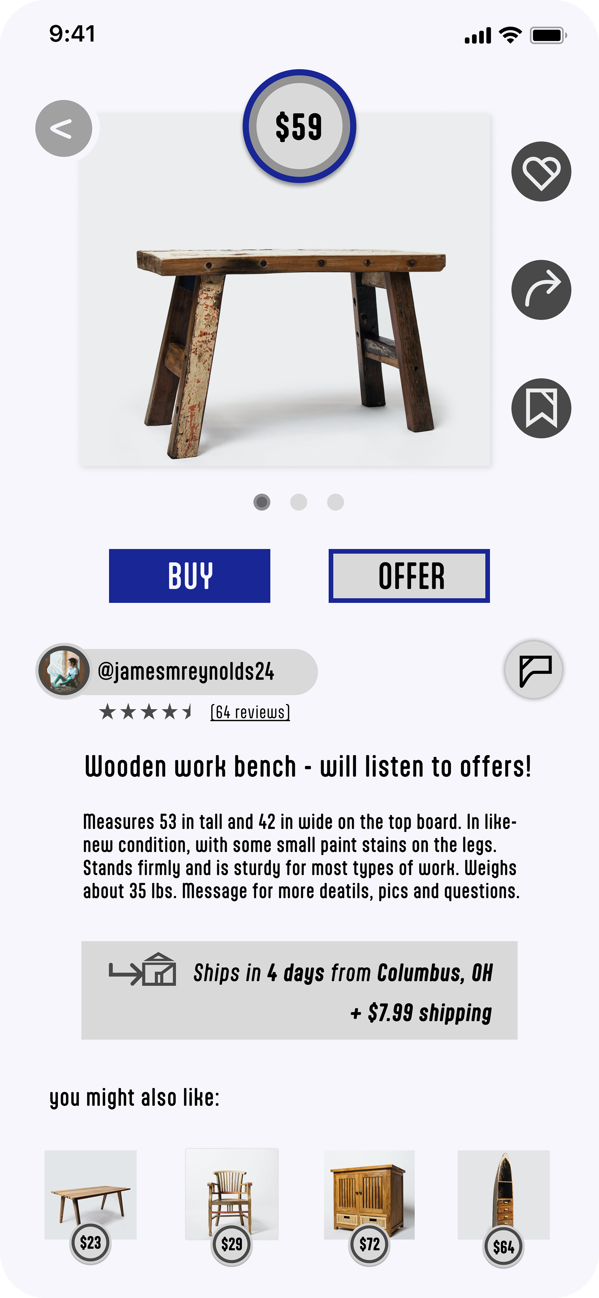 Shopping app item page