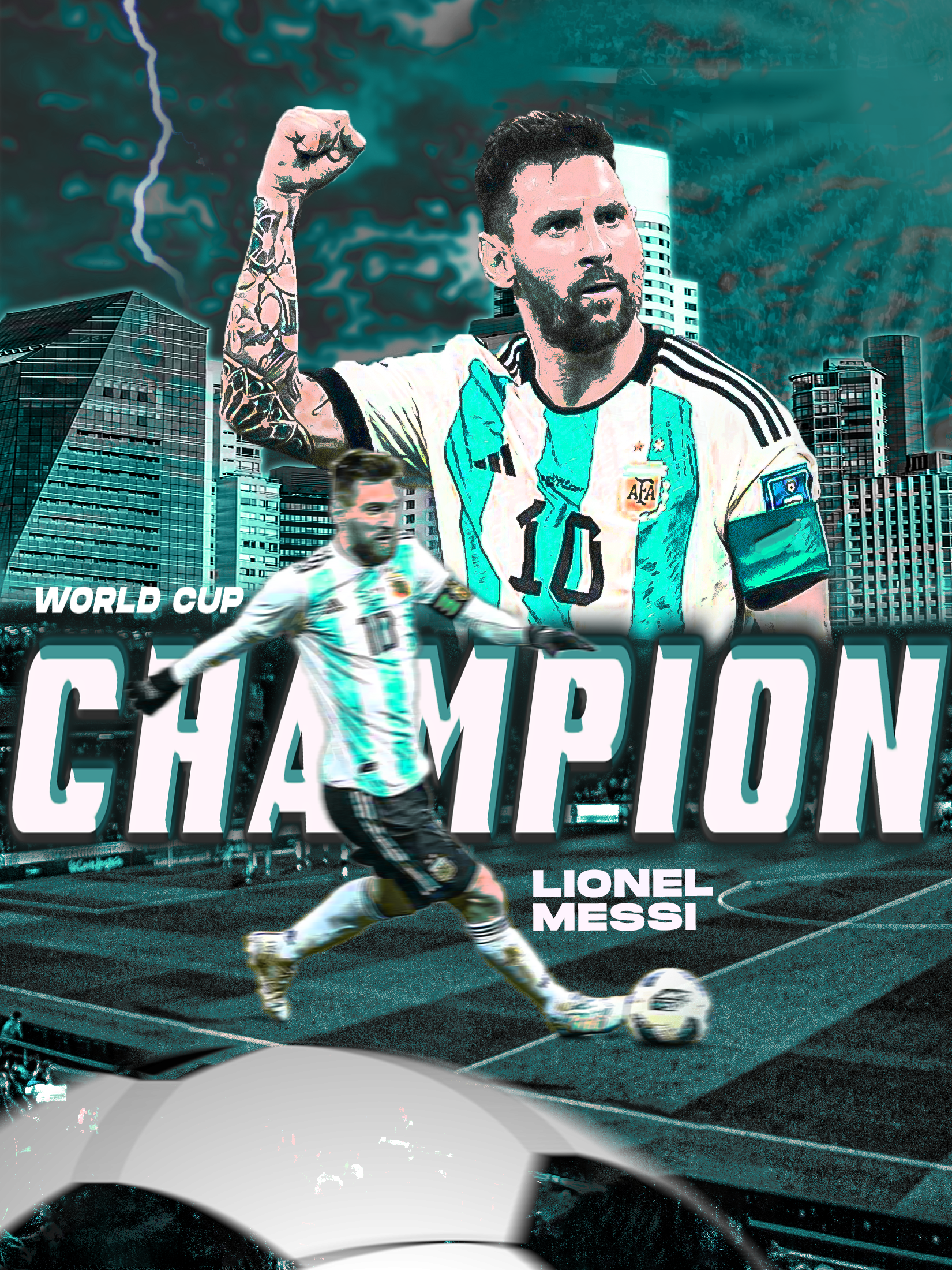Leonal Messi World Cup champion graphic