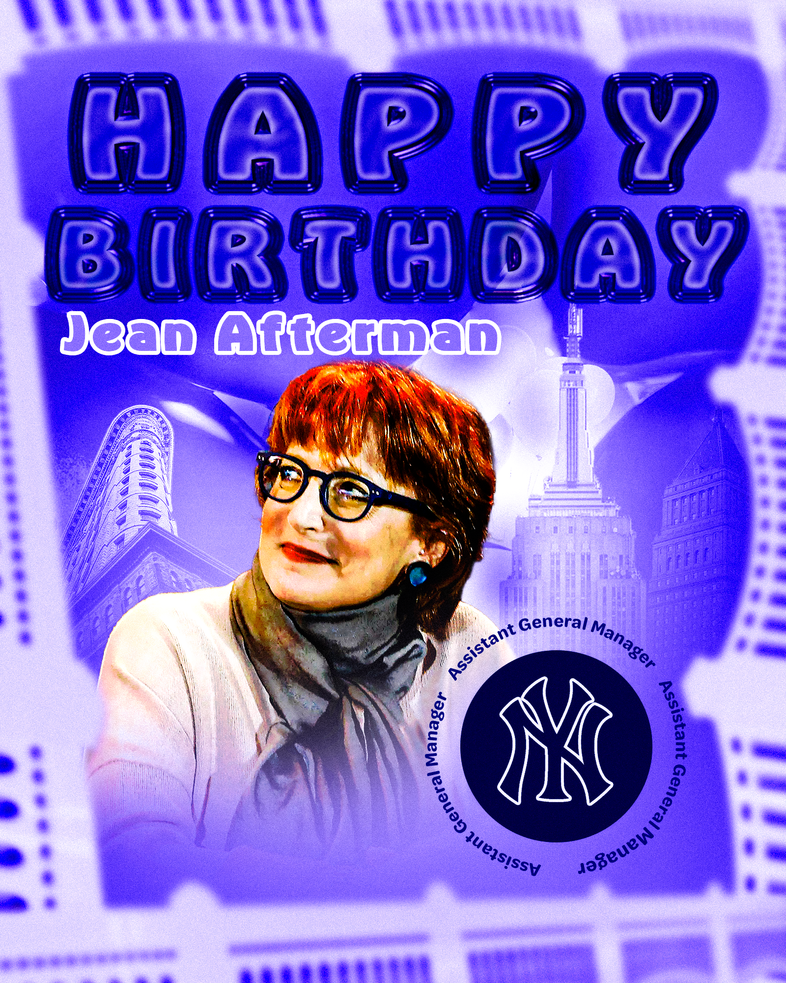 Jean Afterman happy birthday poster