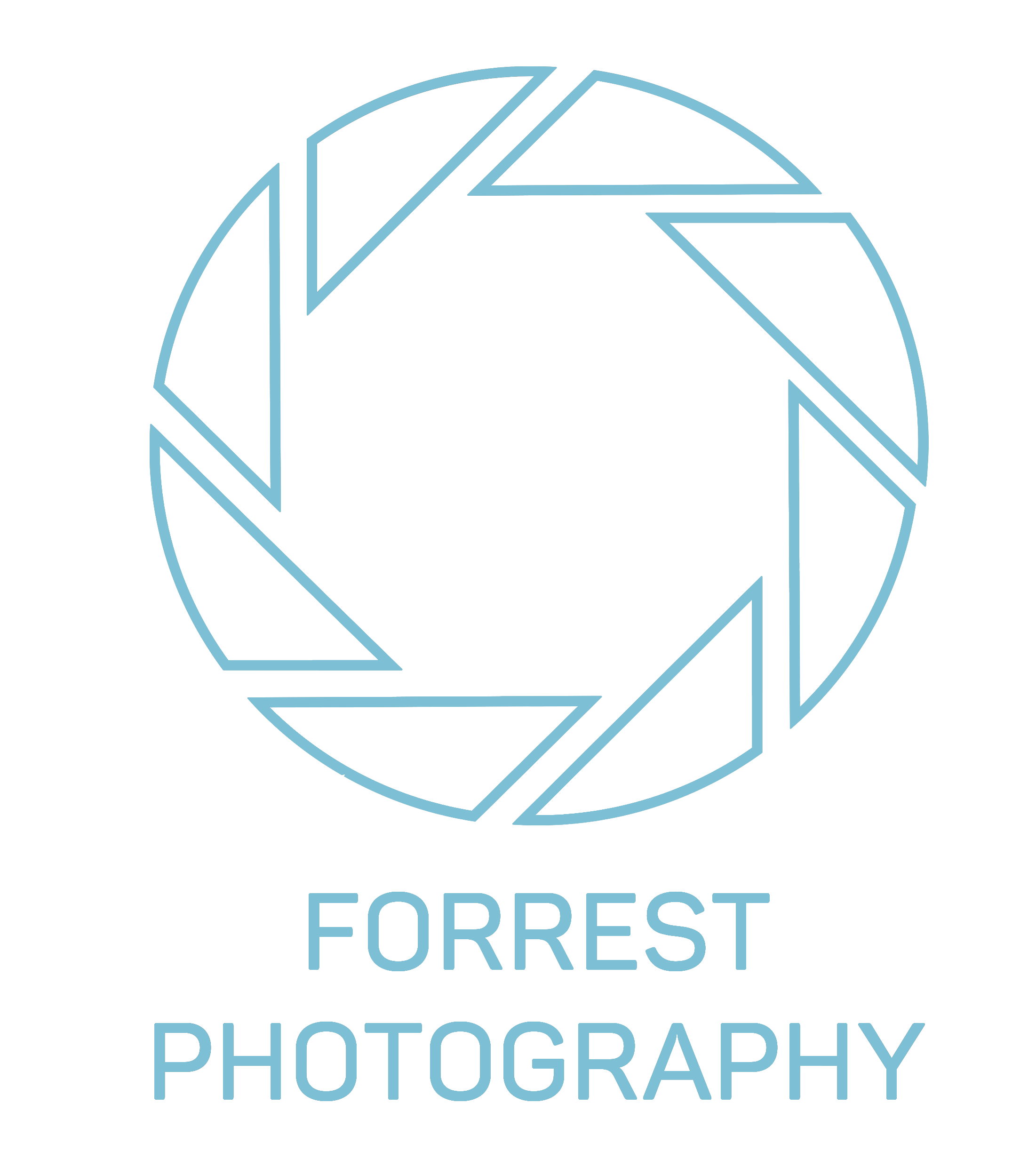 Forrest Photography logo, with circular aperture ring logo