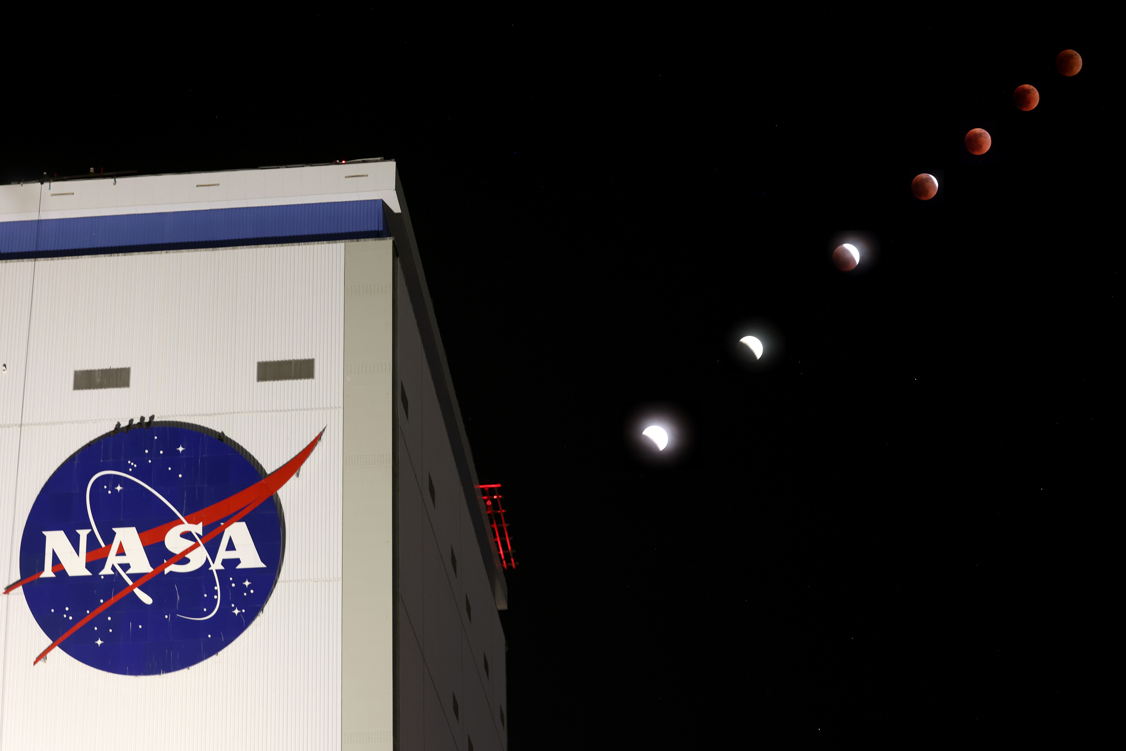 Flower Moon lunar eclipse over NASA’s Michoud Assembly Facility