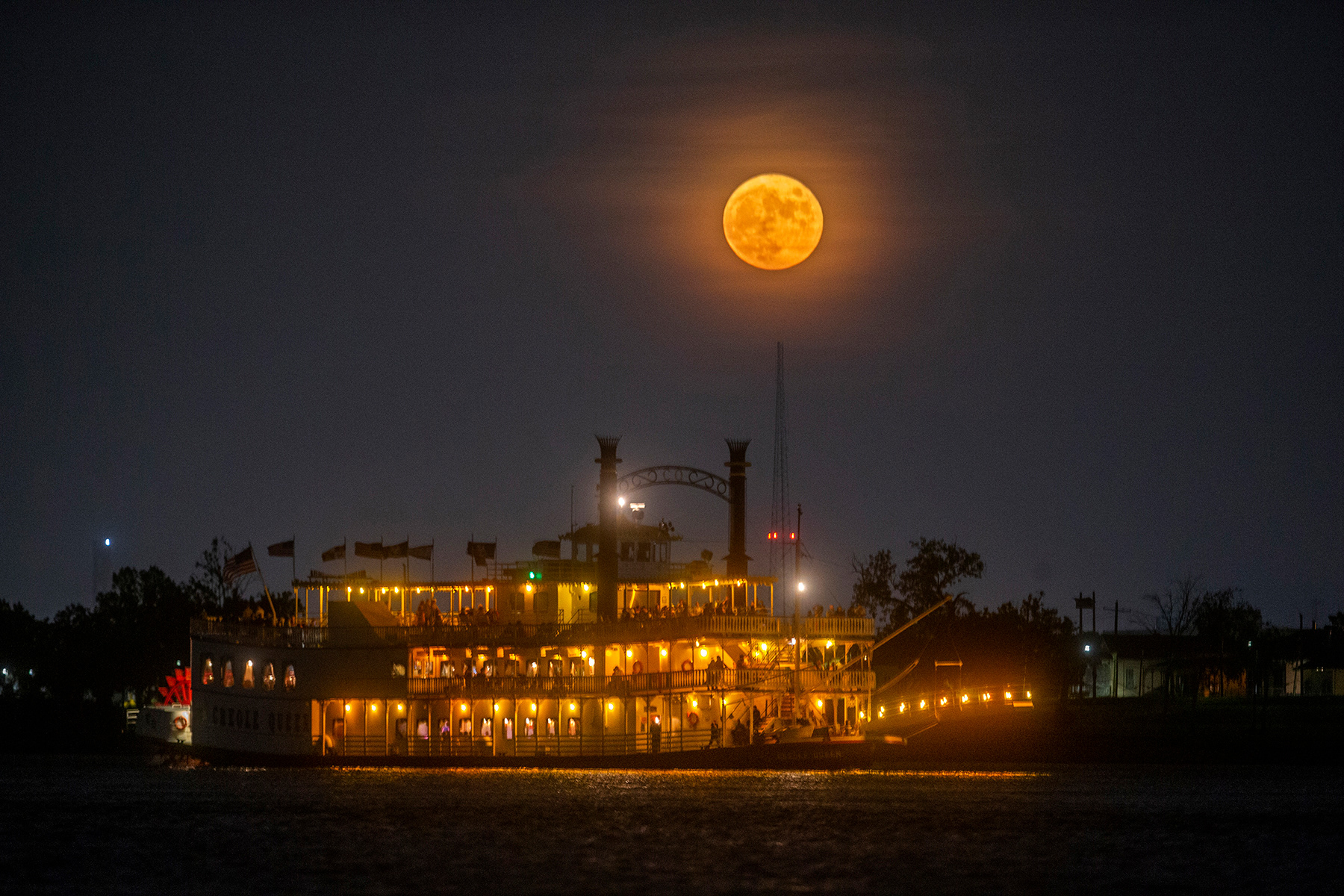 Blue moon over paddlewheeler