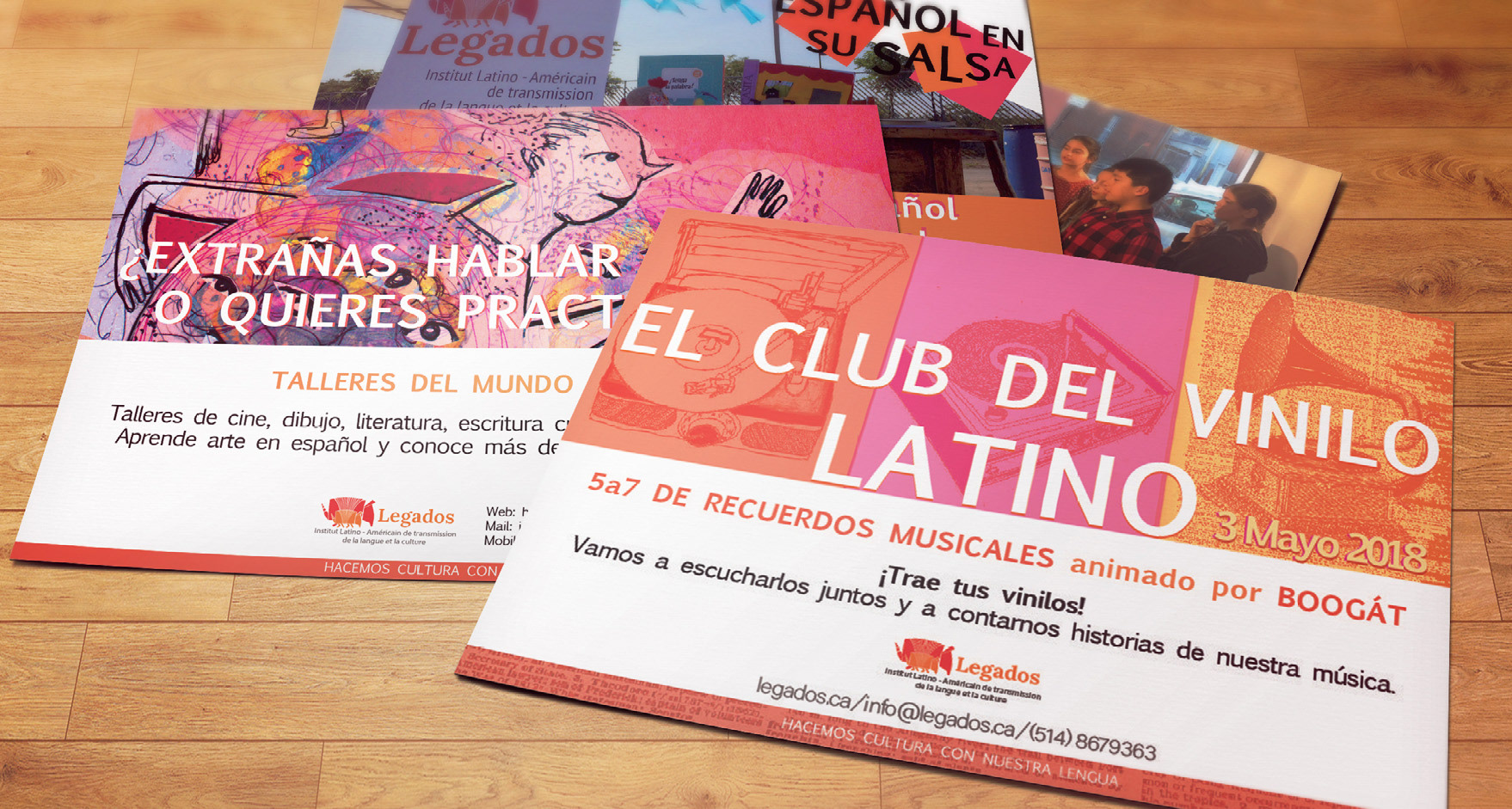 Diseño para Postales y contenido del boletín informativo, Instituto Legados