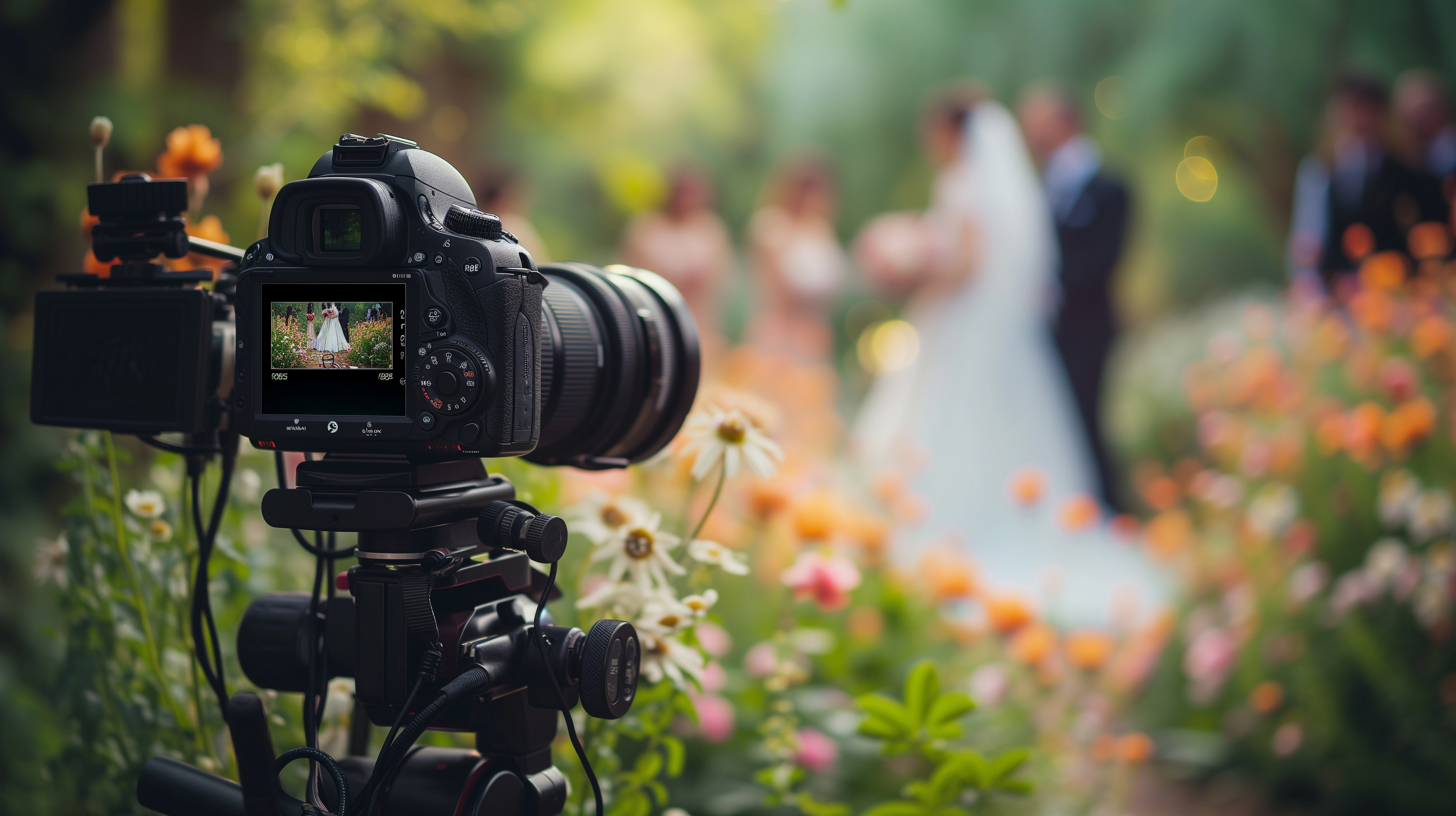 Photography taking pictures and video of wedding