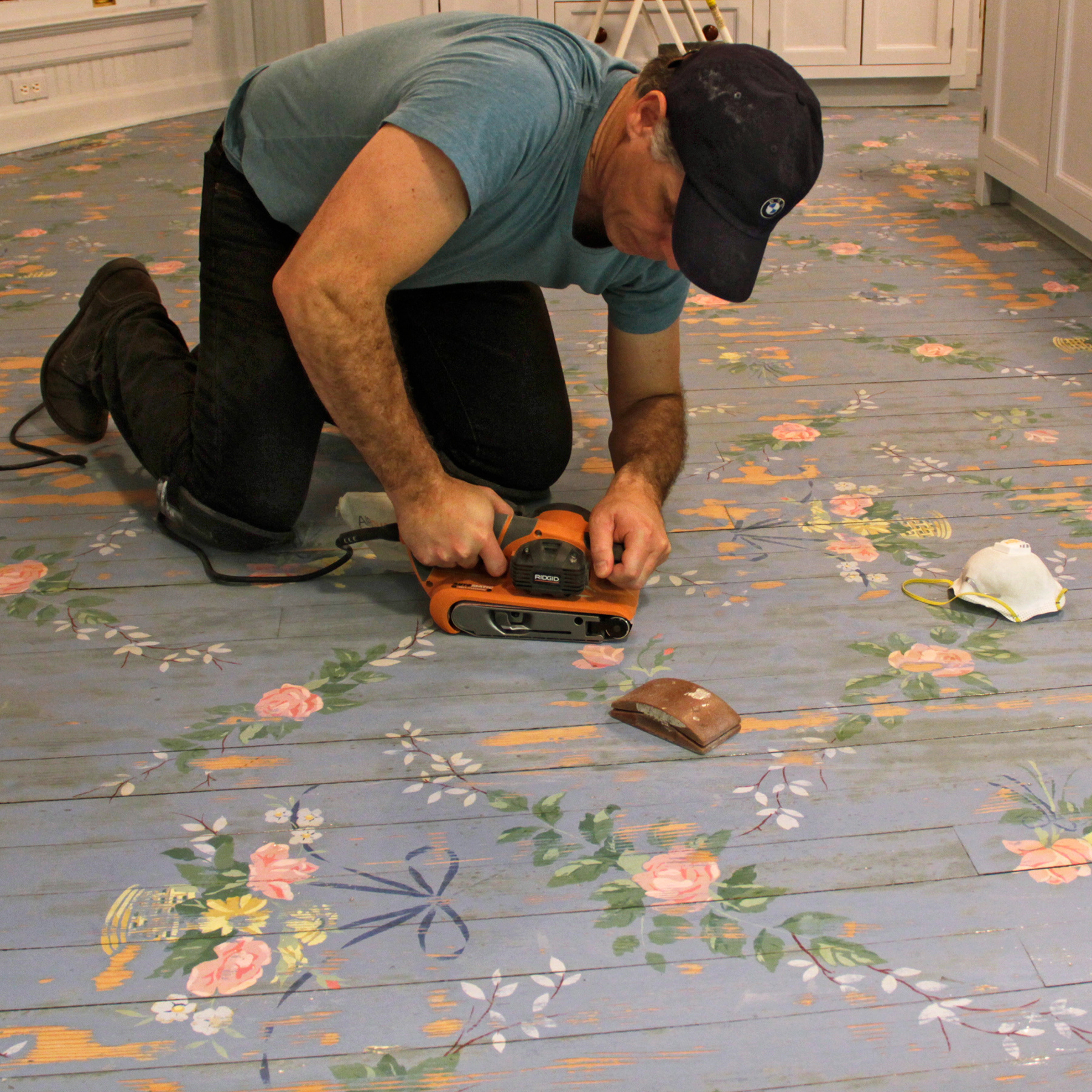 Sanding The Damaged Florals Paint