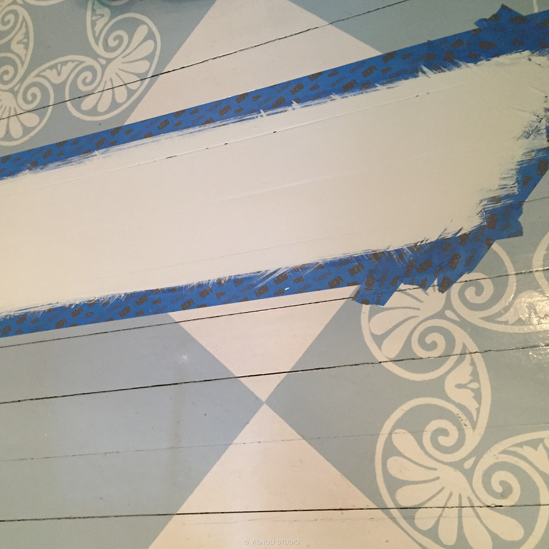 Painted Wood Floor Damaged (Restoration in Progress)