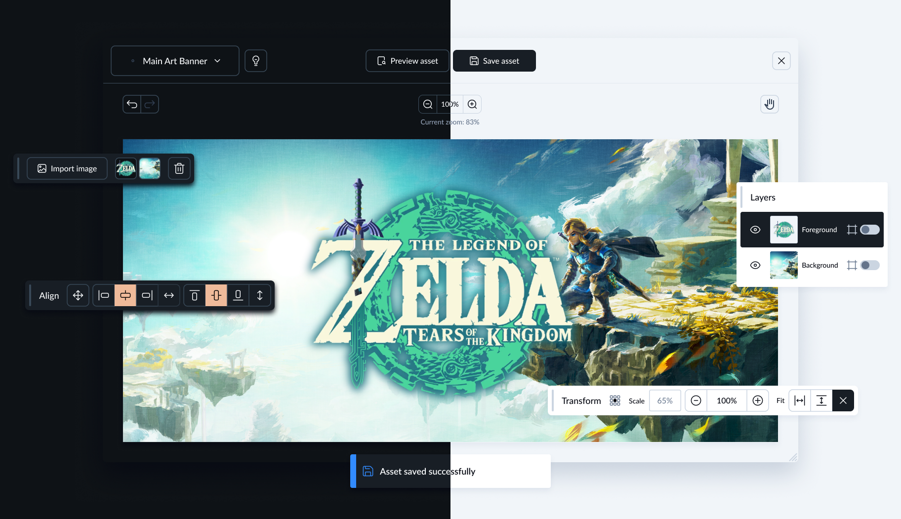 Ready-to-use asset displayed in the interface of the tool's dark and light modes.