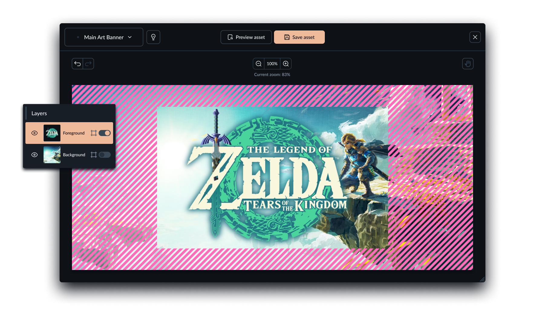 Asset with a safe-zone preview enabled