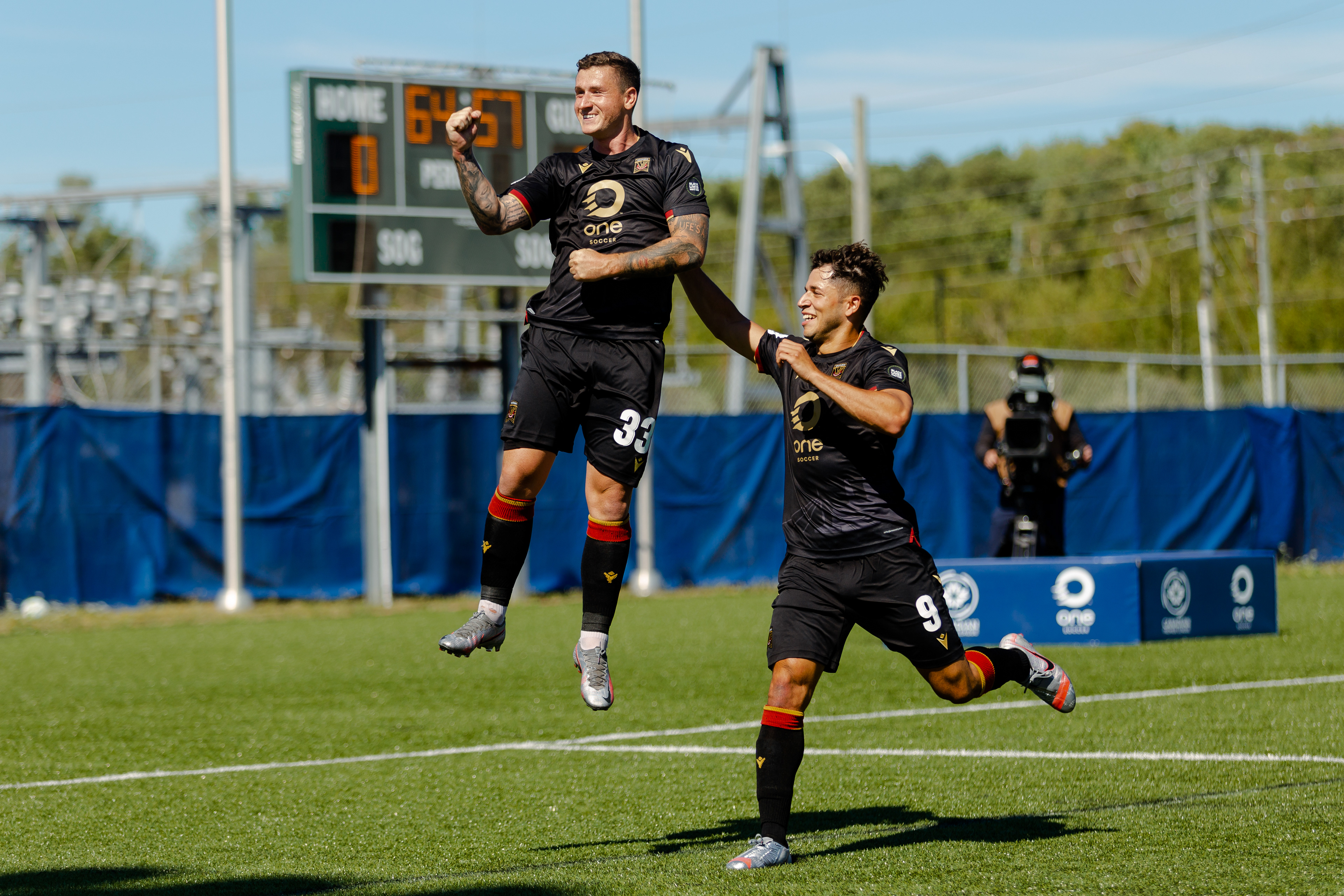Fraser Aird celebrates a goal.